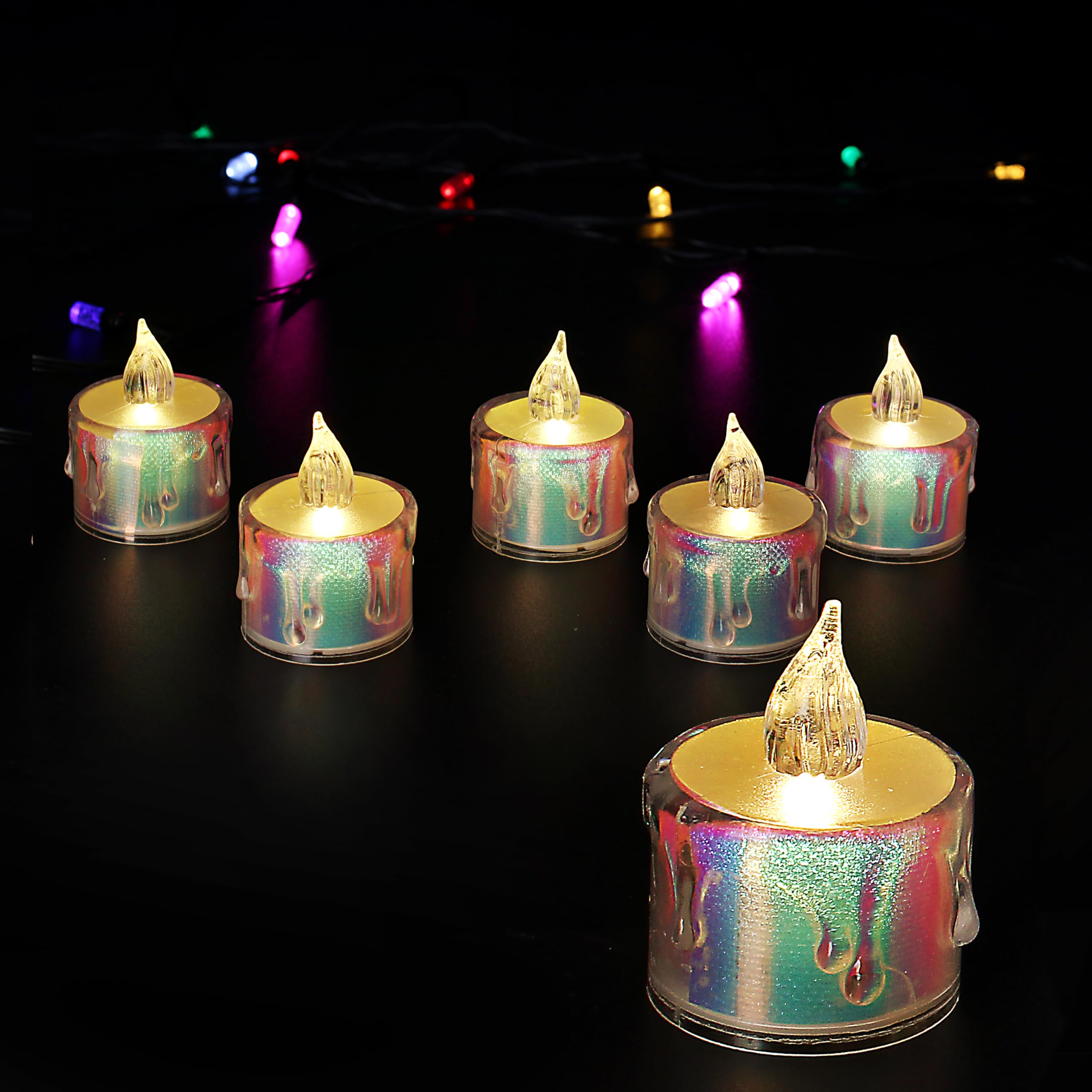 EYUVAA LABEL Crystal LED Candle, Transparent Acrylic Led Tealights Candle, Flameless & Smokeless Decorative Candles for Home Décor, Diwali Decoration, Weddings, Parties (12)