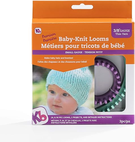Authentic Knitting Board Telares de punto KB para bebés, calibre 3/8"