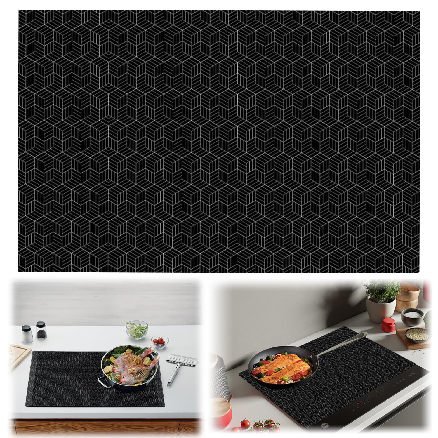 Alfombrilla y placa de protección de inducción, 52 x 78 cm, alfombrilla reutilizable, almohadilla de silicona antideslizante magnética