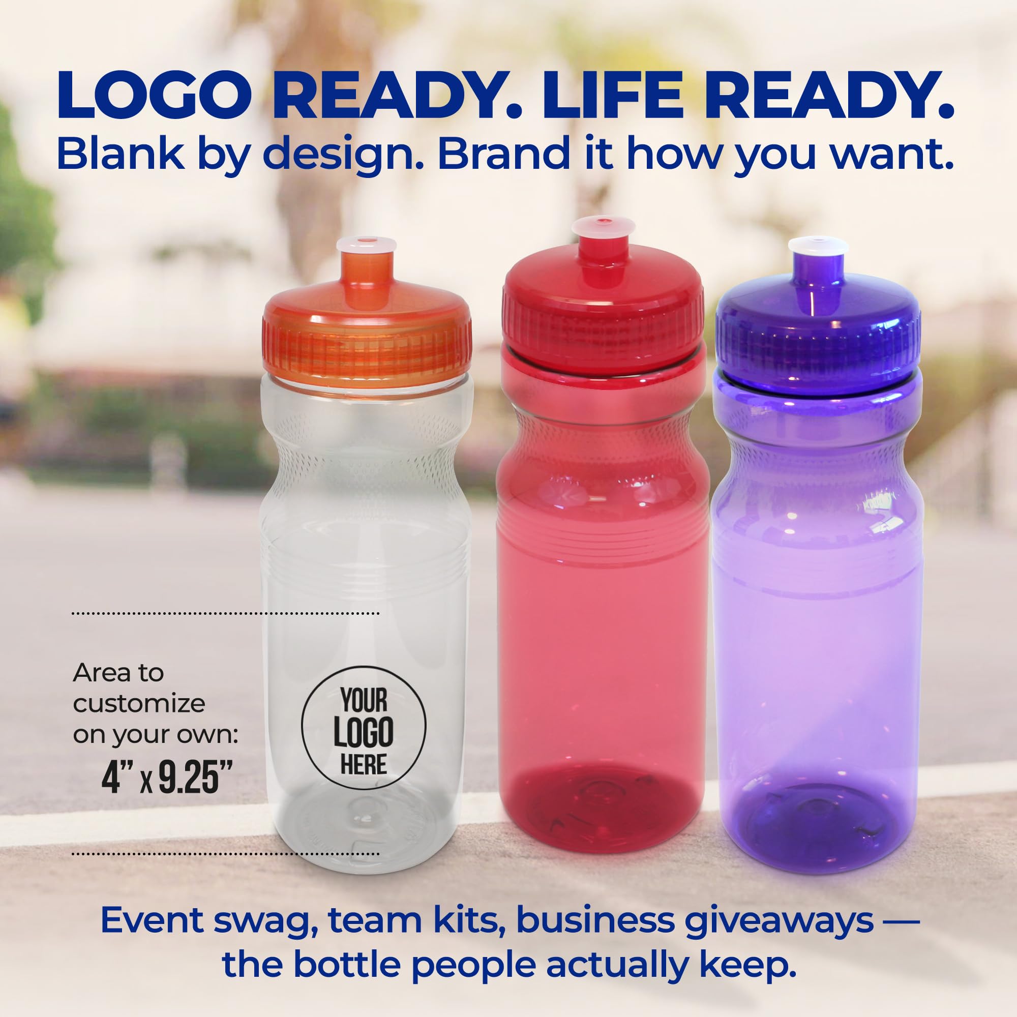 Rolling Sands BPA-freie Wasserflaschen, 680 ml, transparent/regenbogenfarben, 30 Stück, hergestellt in den USA