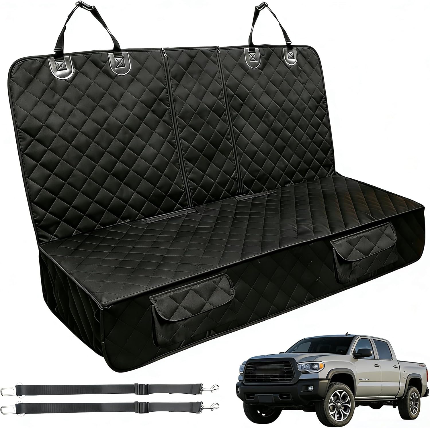 Dog Car Seat Cover, Back Seat Cover for Toyota Tacoma SR SR5 TRD Sport Off-Road Pro Limited Double Cab Access Cab 1995-2024 2025 2026, Non-Slip Backing Waterproof Car Pet Bench Backseat Covers