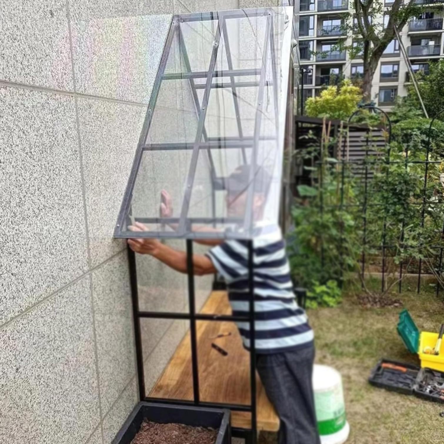 Transparente Polycarbonat-Dachplatten,Acrylglas Platten Kunststoffplatte,PC Endurance Board,Gewächshausplatten,Garten,Vordächer,Fenster,Terrasse,Balkon,UV-Schutz,Schlagfest (0.6x2m)