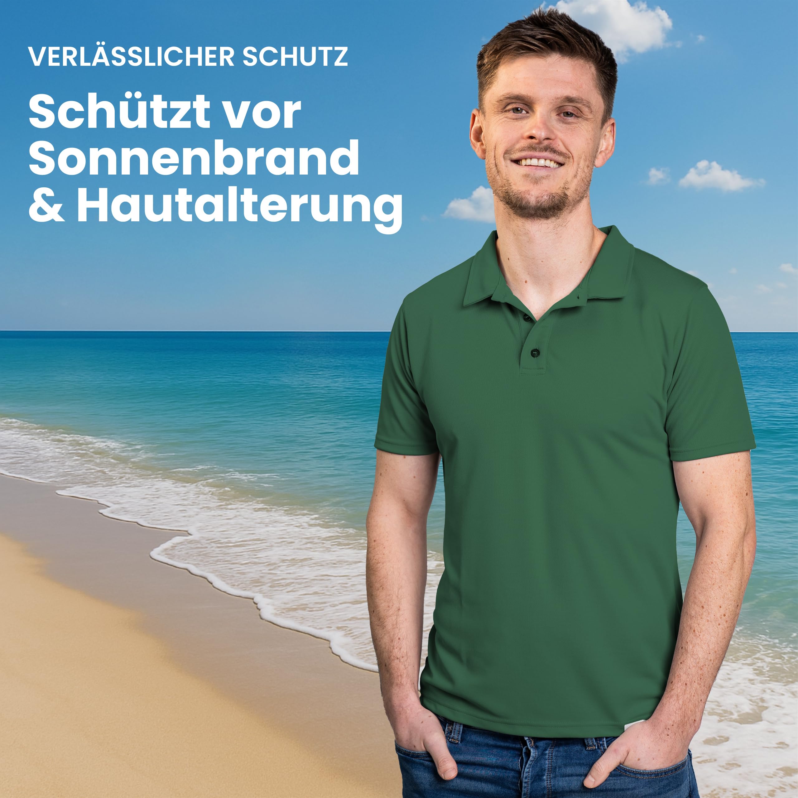 iQ-UV Poloshirt Herren Kurzarm – Hochwertiges Polo Shirt für Herren Kurzarm mit UV Schutz aus recyceltem Material – Ideal zum Golfen, Segeln, oder Wandern – Atmungsaktiv und stilvoll