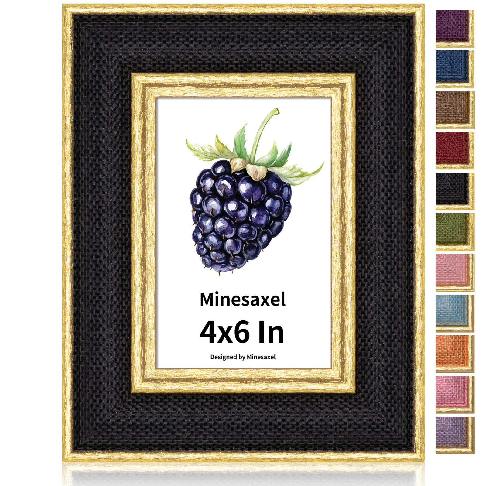 Photo 1 of Minesaxel 8x10 Picture Frame - Orange Fabric & Rustic Gold Border HD Real Glass with Easel for Tabletop/Wall (Family Photos, Farmhouse Decor 1 Pack)
