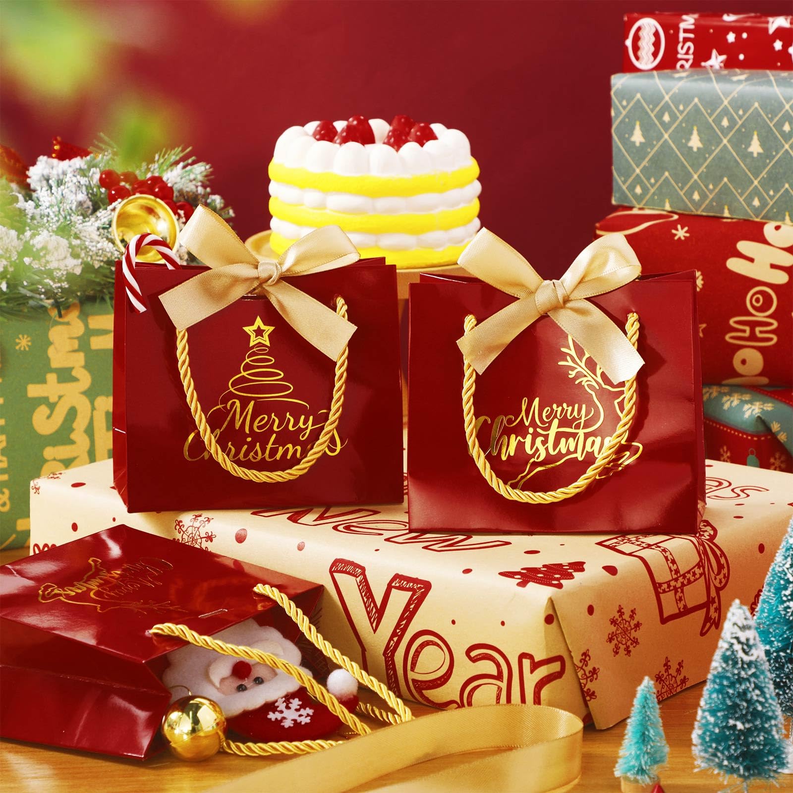 Aazon.co: Zhanai 24 Pcs Christas Wine Gift Bags Christas Wine Bottle Gift Bag Cover With - View #2