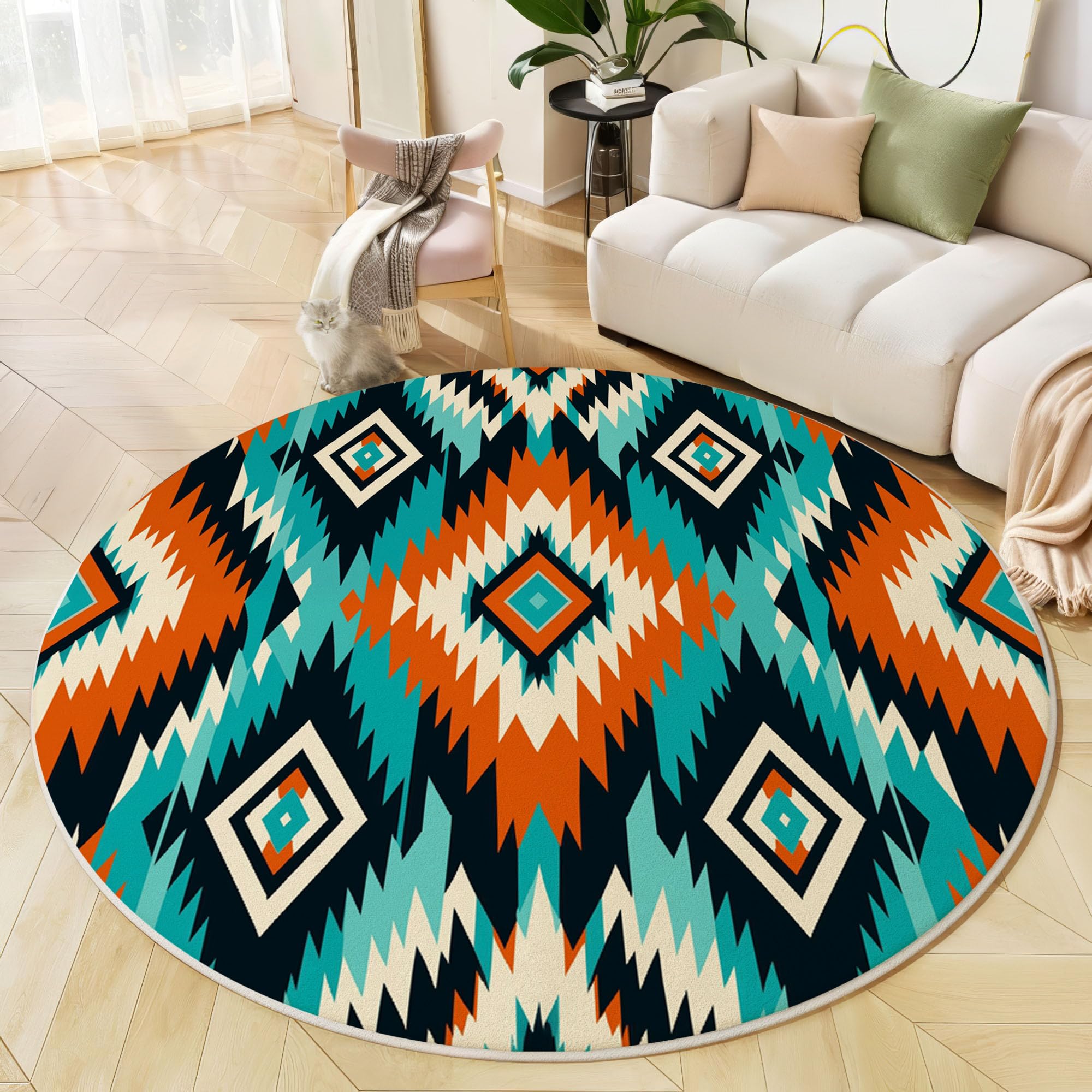 Tapis de salon rond antidérapant et doux, moquette de chambre 100cm