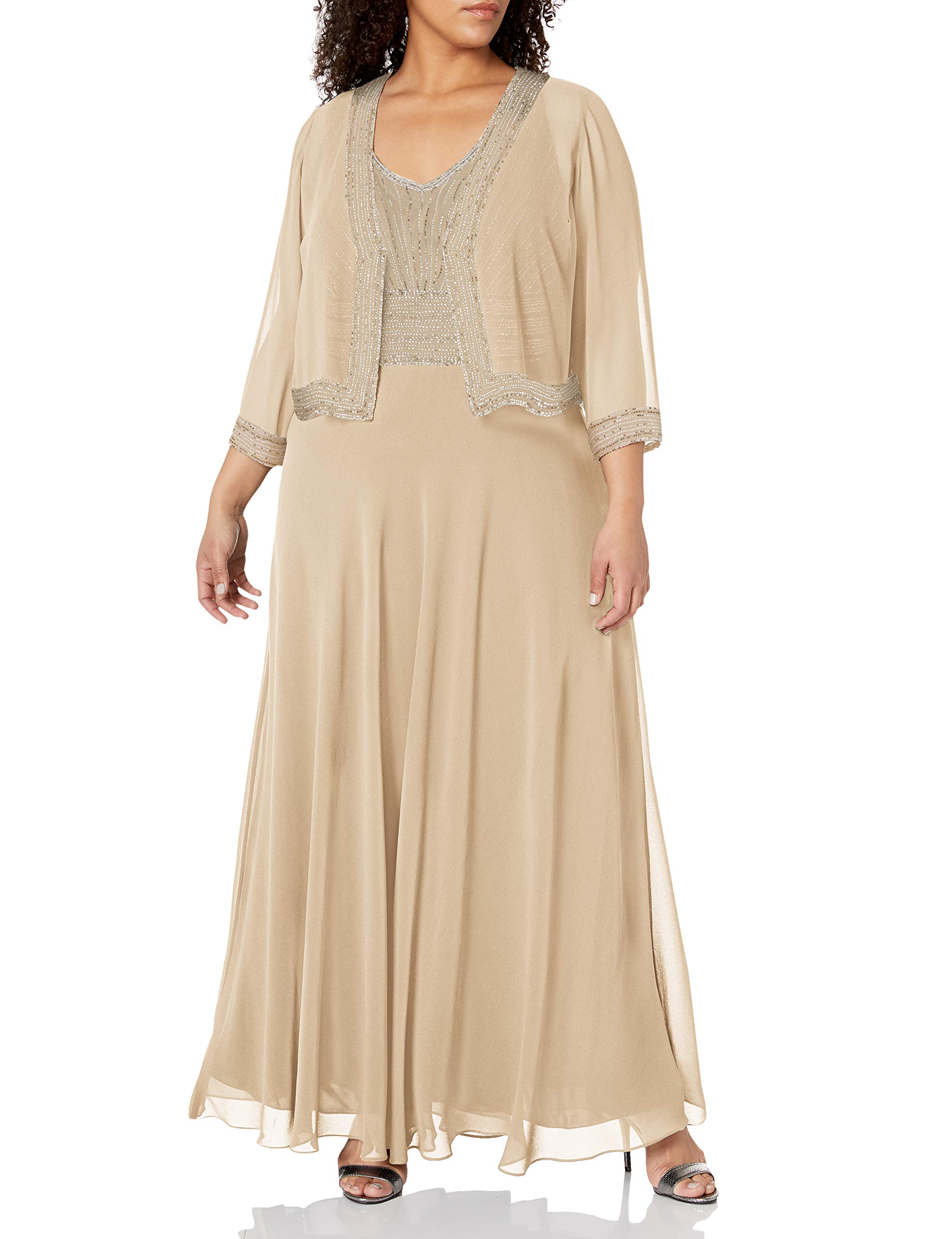 J Kara Women's Jacket Dress with Beaded Trim