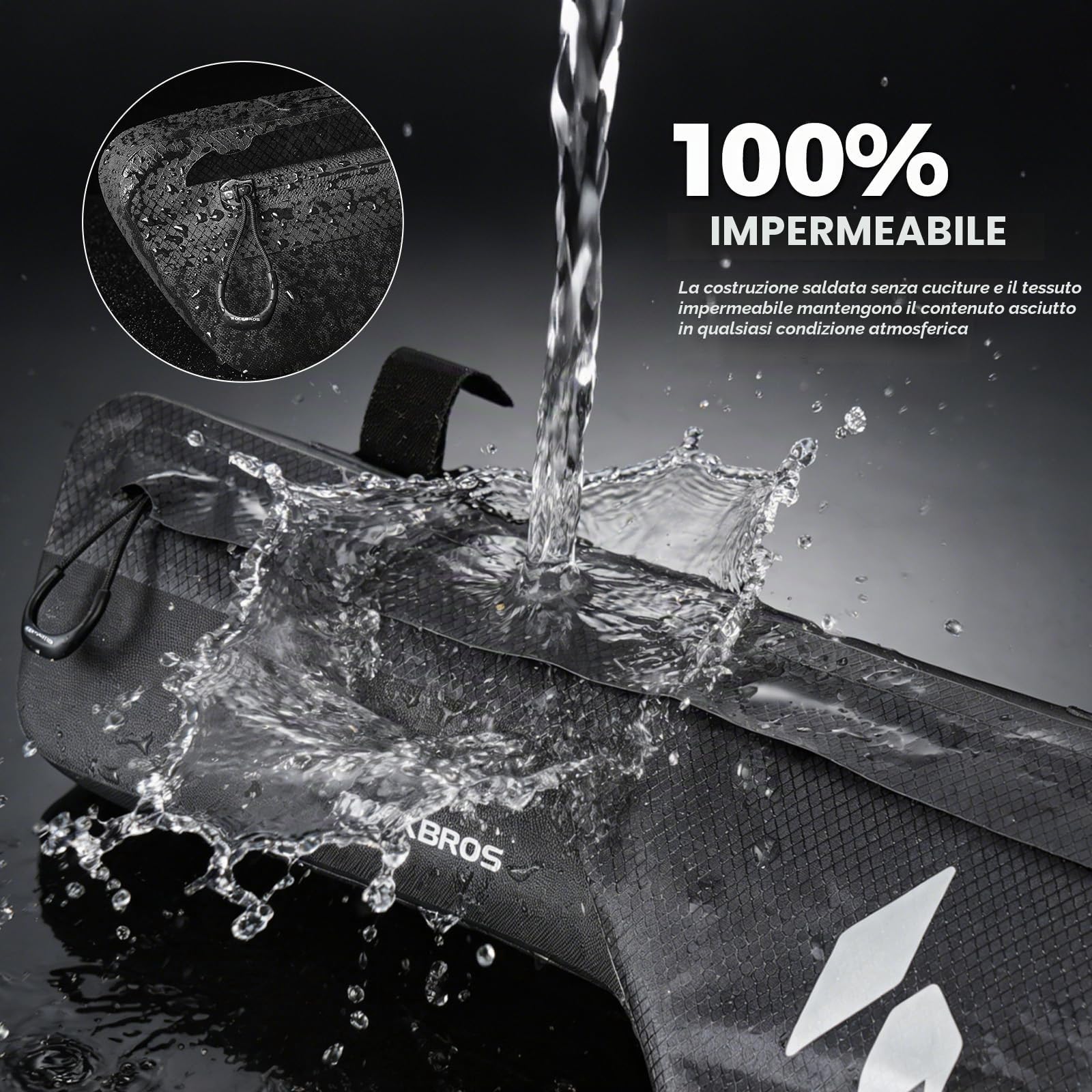 ROCKBROS Borsa Telaio Bici 100% Impermeabile 1,9L, Design Ergonomico