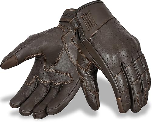 Miniatura 10 de Sledwise Guantes de motocicleta de cuero para hombres y mujeres, con pantalla táctil de cuero de vacuno, guantes de motocicleta para hombre,