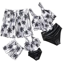 IFFEI Mommy and Me Swimsuits Family Matching Two Pieces Tankini Sets Ruffle Tank Top with Shorts Bathing Suits