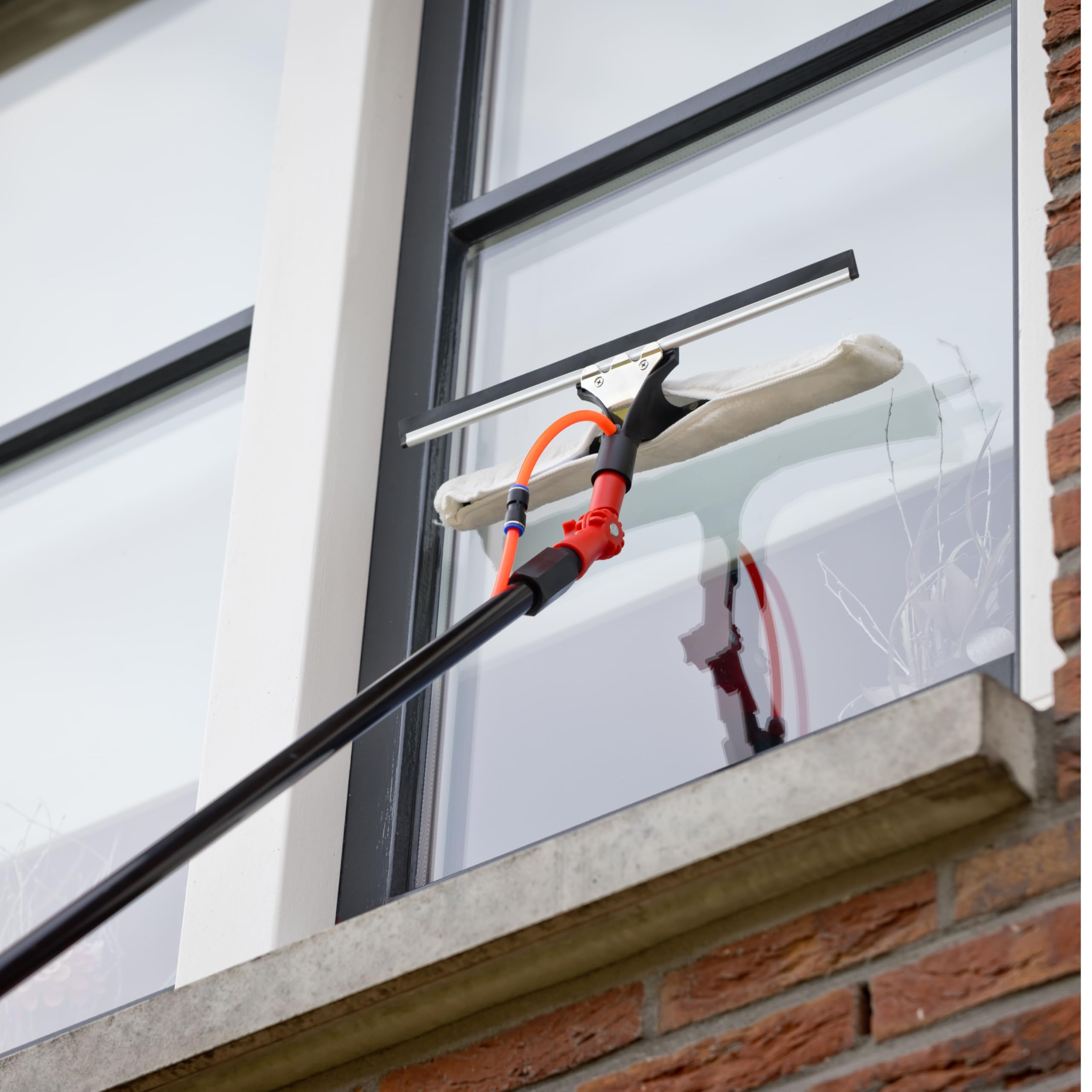 BoomDing Abzieher für Glatte Oberflächen mit Frottee-Aufsatz | 40 cm breit | kompatibel zu unserer Teleskop Waschbürsten | perfekt für WIntergärten Terrassendächer und andere Glatte Oberflächen