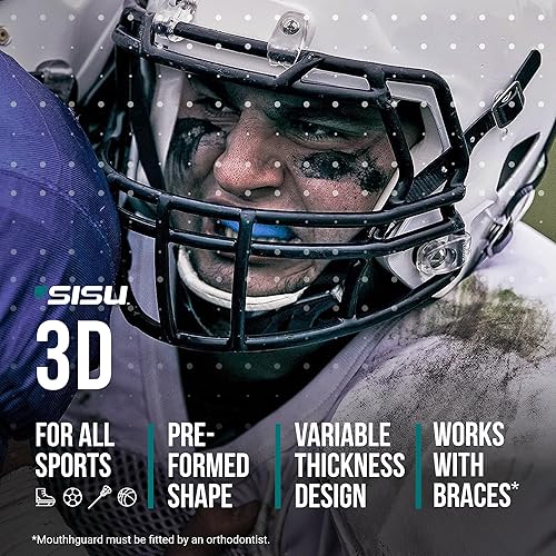 Miniatura 2 de SISU Protector bucal 3D, preformado, protección de fácil ajuste para lacrosse, fútbol, hockey, deportes de equipo, remodelable hasta 20 veces,