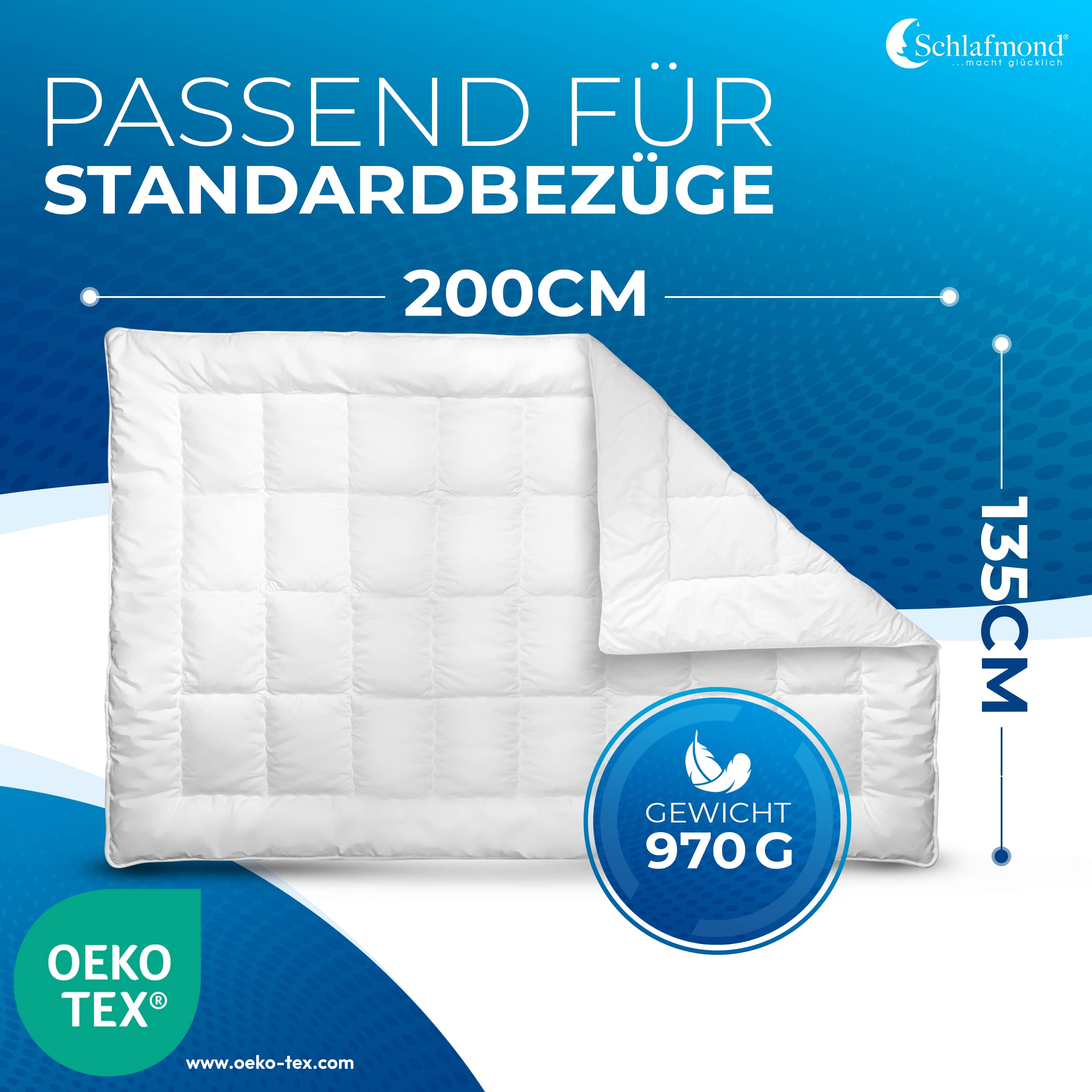 Schlafmond Medicus Clean Ganzjahresdecke 135x200 cm - Wärmeregulierende Allergiker Bettdecke 135x200 - Steppdecke aus Baumwolle - Made in Germany
