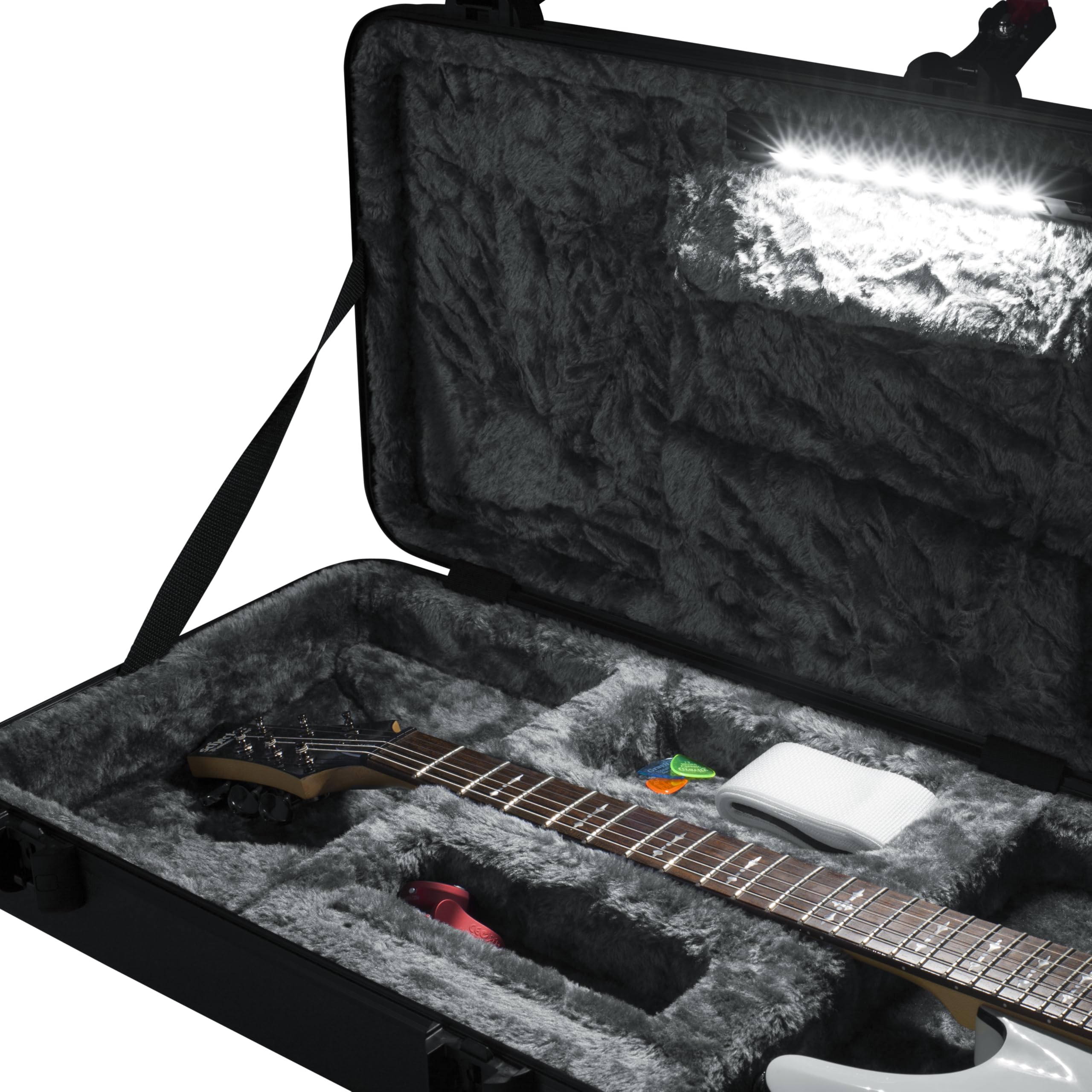 Gator GTSA-GTRELEC-LED TSA Gitarrenkoffer mit LED – Hartschalenkoffer für E-Gitarre – Flugtauglich, stoßfest, wasserdicht – Ideal für Reisen & Bühne