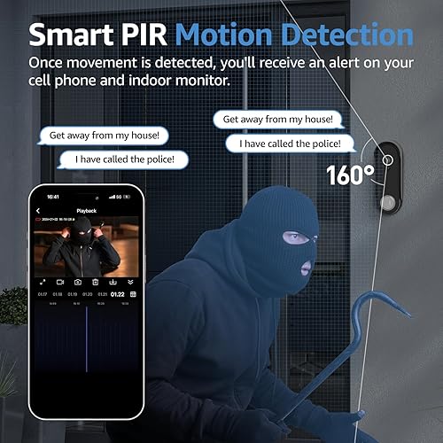 Miniatura 5 de Timbre de puerta de video inalámbrico con cámara y monitor, cámara de timbre HD 1080P con monitor de pantalla táctil de 8 pulgadas, detección de