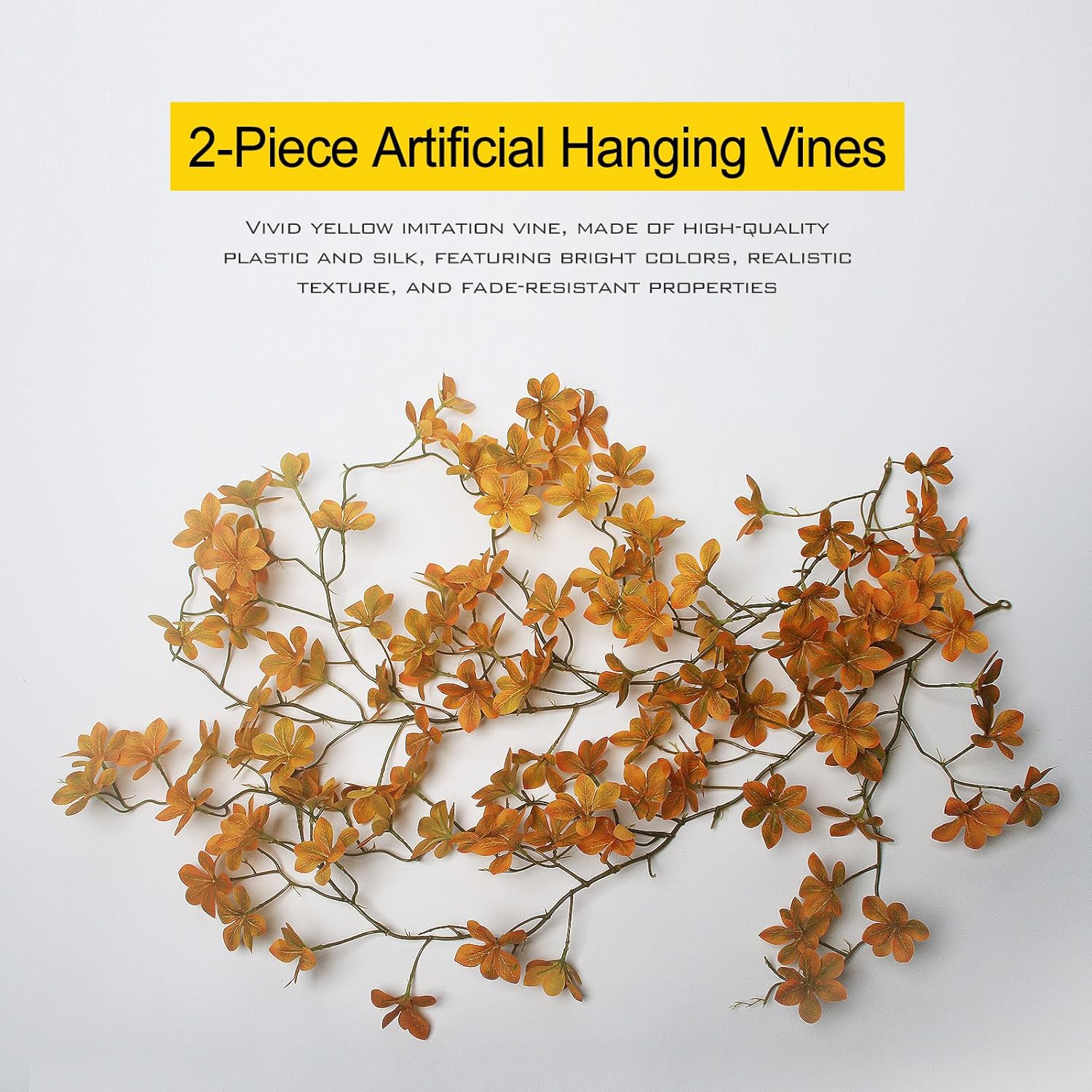 2-Pack Artificial Hanging Vine with Faux Fall Leaves - 35.4 Inch Fake Ivy, Outdoor & Indoor Artificial Plant for Wall Decor, Wedding, Garden, Porch, Patio, Balcony, Home & Room Decoration