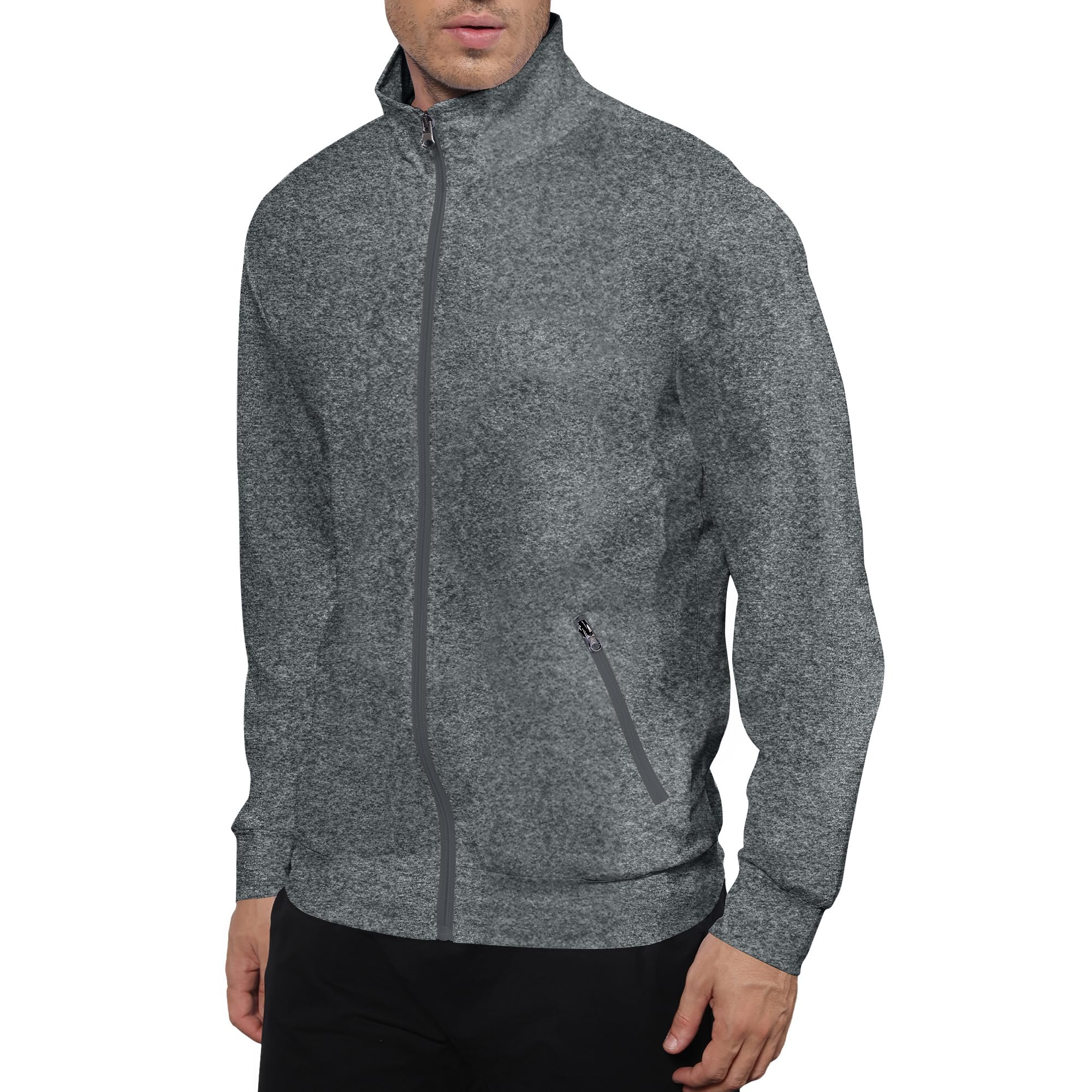 CTU Sudadera para hombre con cremallera completa, elástica, ligera, manga larga