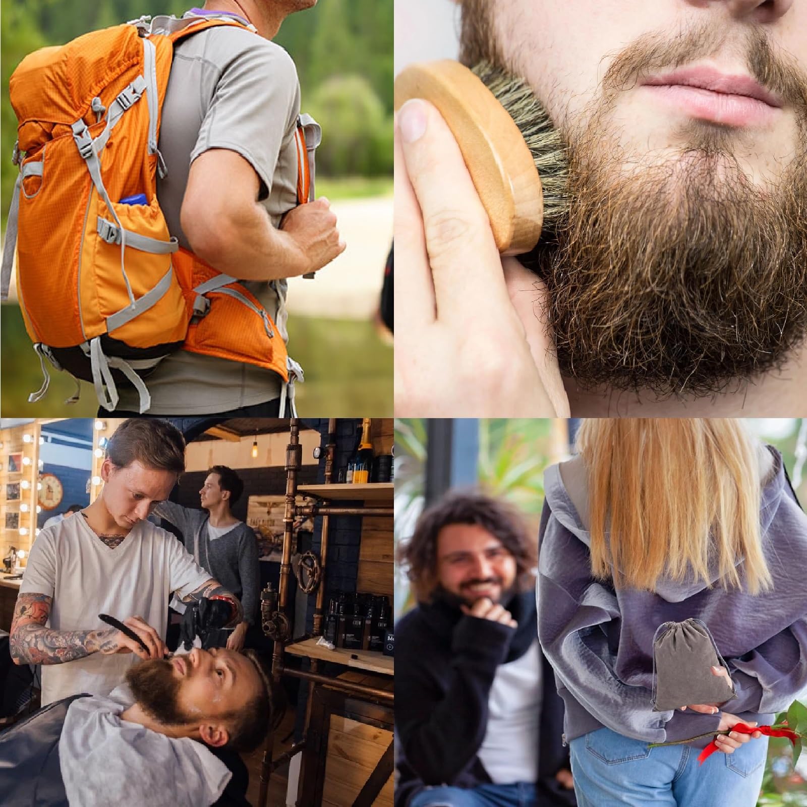 Zestaw grzebienia i szczotki do brody, szczotka do brody z włosiem z dzika, grzebień do brody dla mężczyzn, szczotka do brody z drewna i grzebień do brody, Beard Comb, szczotka do brody dla mężczyzn