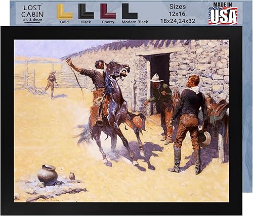 Lost Cabin The Apaches de Frederic Remington Impresión en marco biselado dorado Reproducción de pinturas de obras de arte finas Póster decorativo