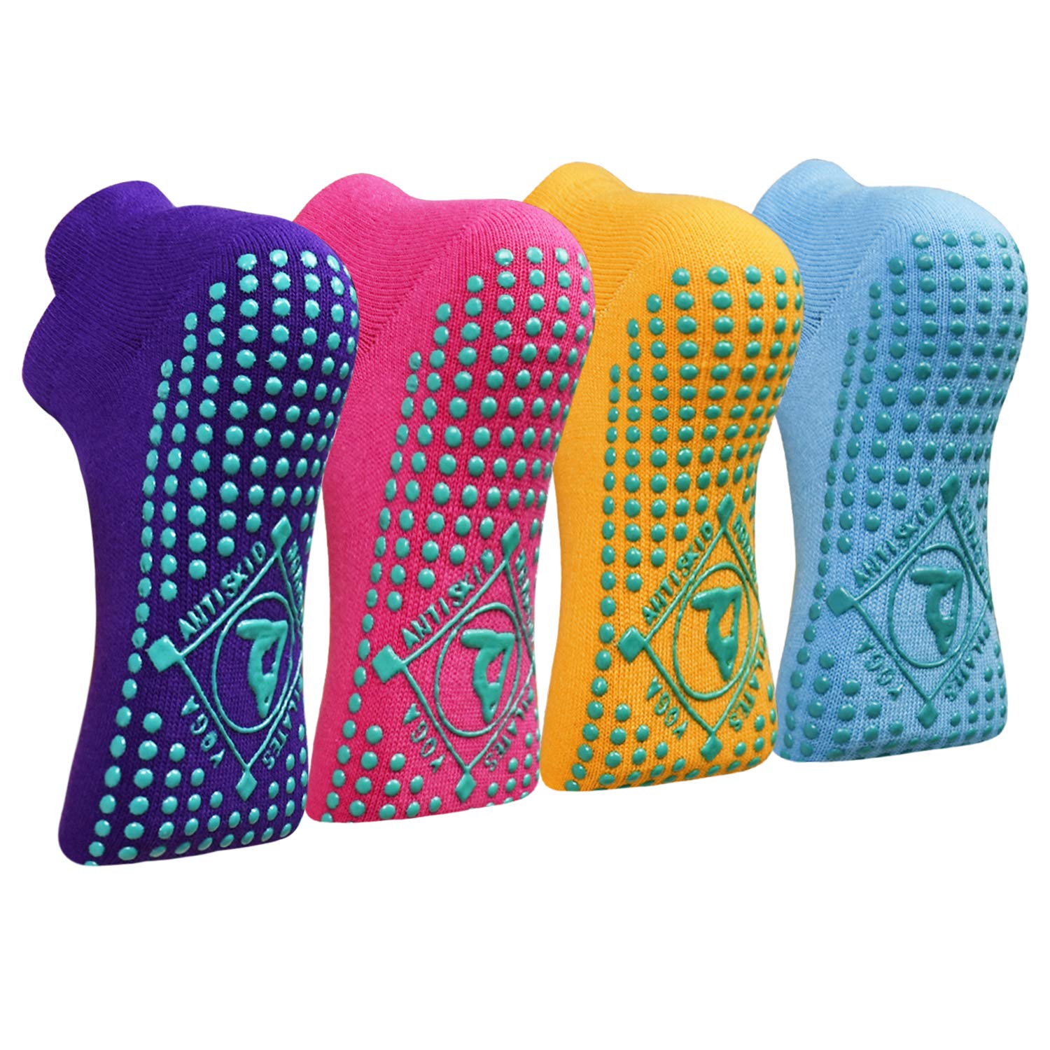 Yoga Socken Anti-Rutsch-Socken (4 Paare) für Damen Pilates, Yoga, Barre, Tanz, Ballett, Kampfsport, Trampolin, Fitness, Krankenhaus, Reha, Heim- und Körperbalance, Sox UK 4-10 / EU 35-43