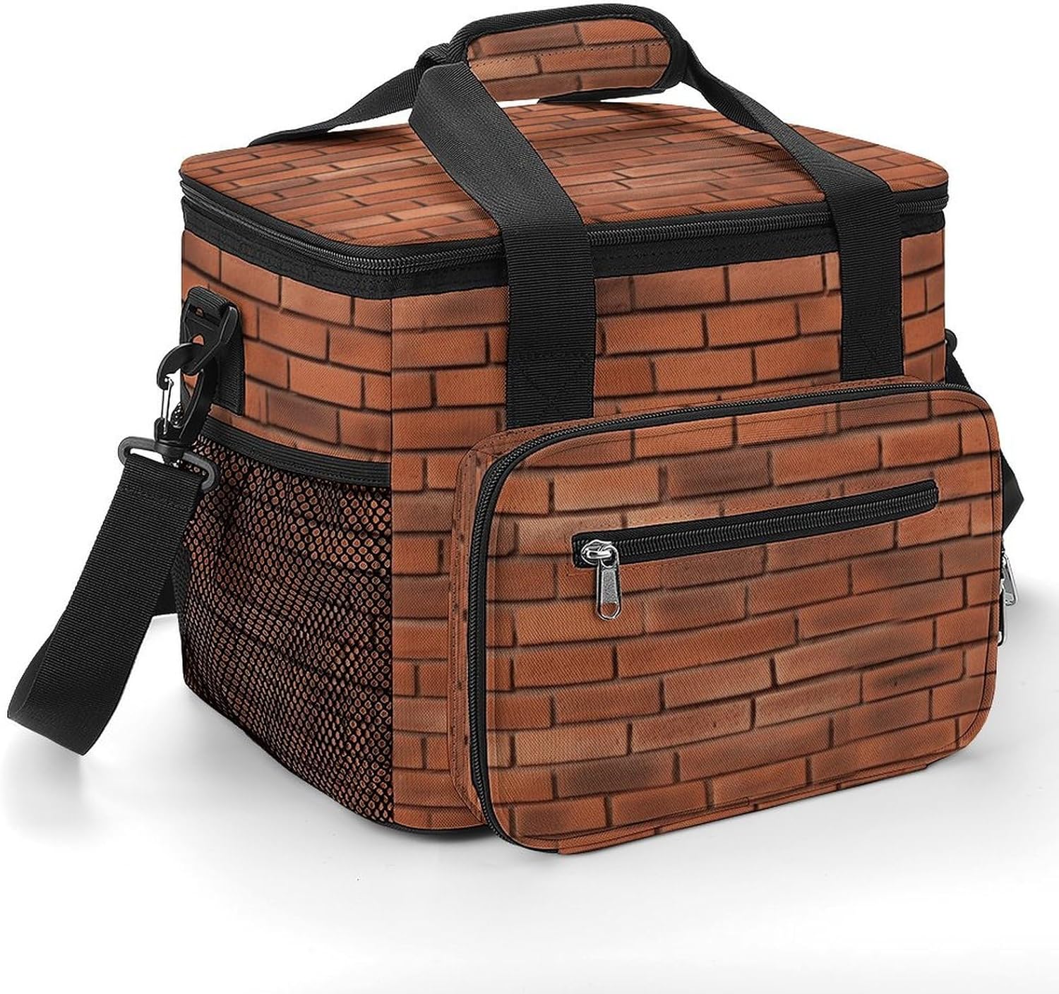 Red Brick Wall Texture Cooler Bags Portable Soft Cooler Bag Lightweight Ice Chest Insulated Lunch Bags Camping Cooler Bag Cooler Lunch Tote Coolers for Picnic Travel Beach