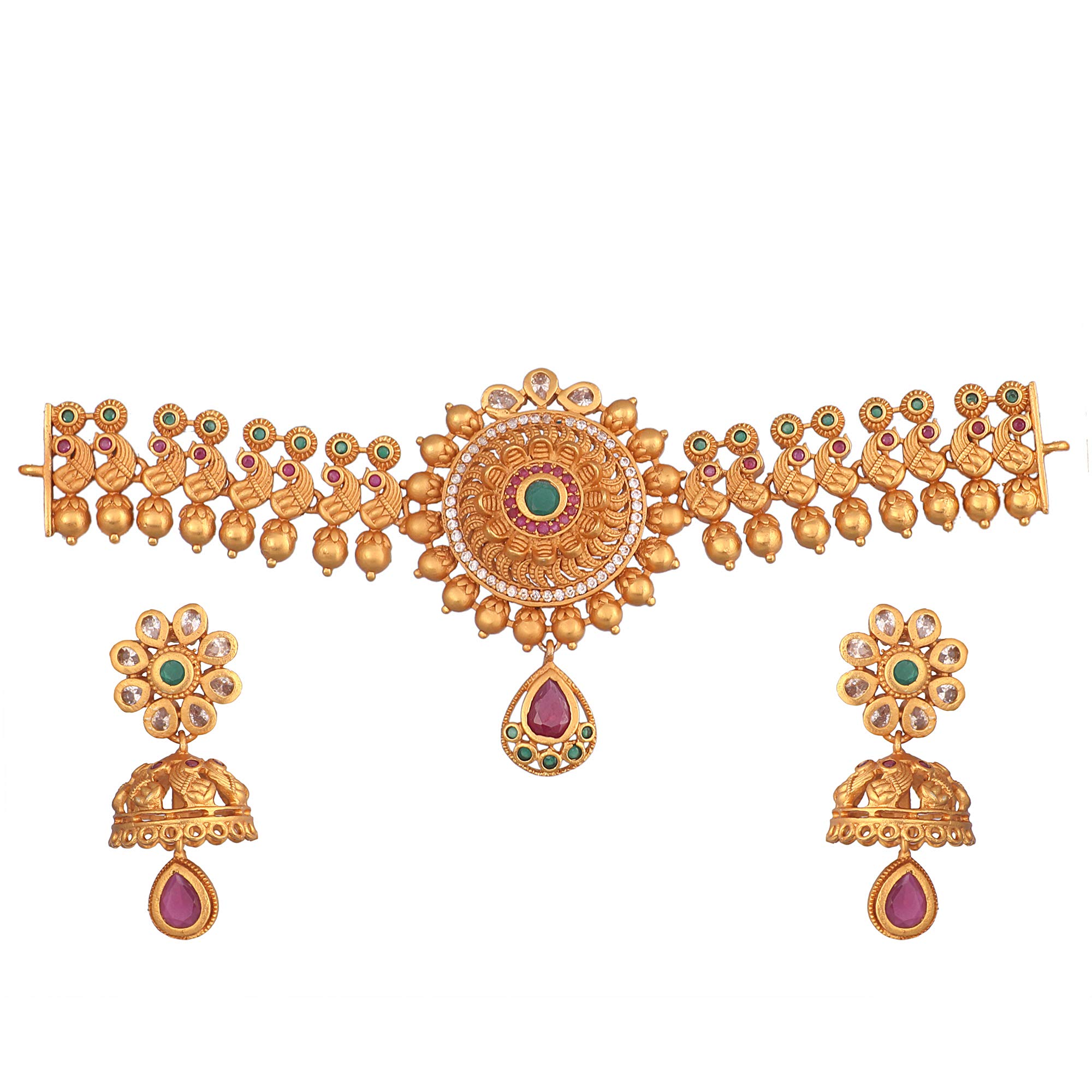 TARINIKA Antique Gold Plated Kamala Choker Set with Floral Design - Jewelry Set for Women Perfect for Ethnic occasions | Traditional Jewellery For Women | 1 Year Warranty* (B08L8CD5ZH) Amazon Price History, Amazon Price Tracker