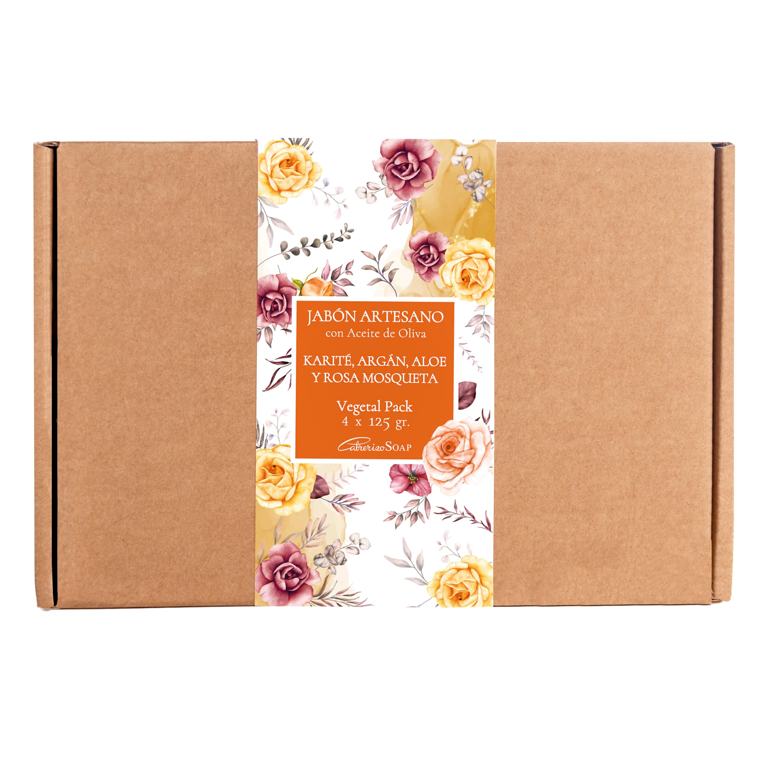 Set Sapone Naturale Corpo Karité, Argan, Mosqueta e Aloe – 4 saponette naturali 125 g in scatola – saponi naturali artigianali per viso, sapone solido corpo uso quotidiano