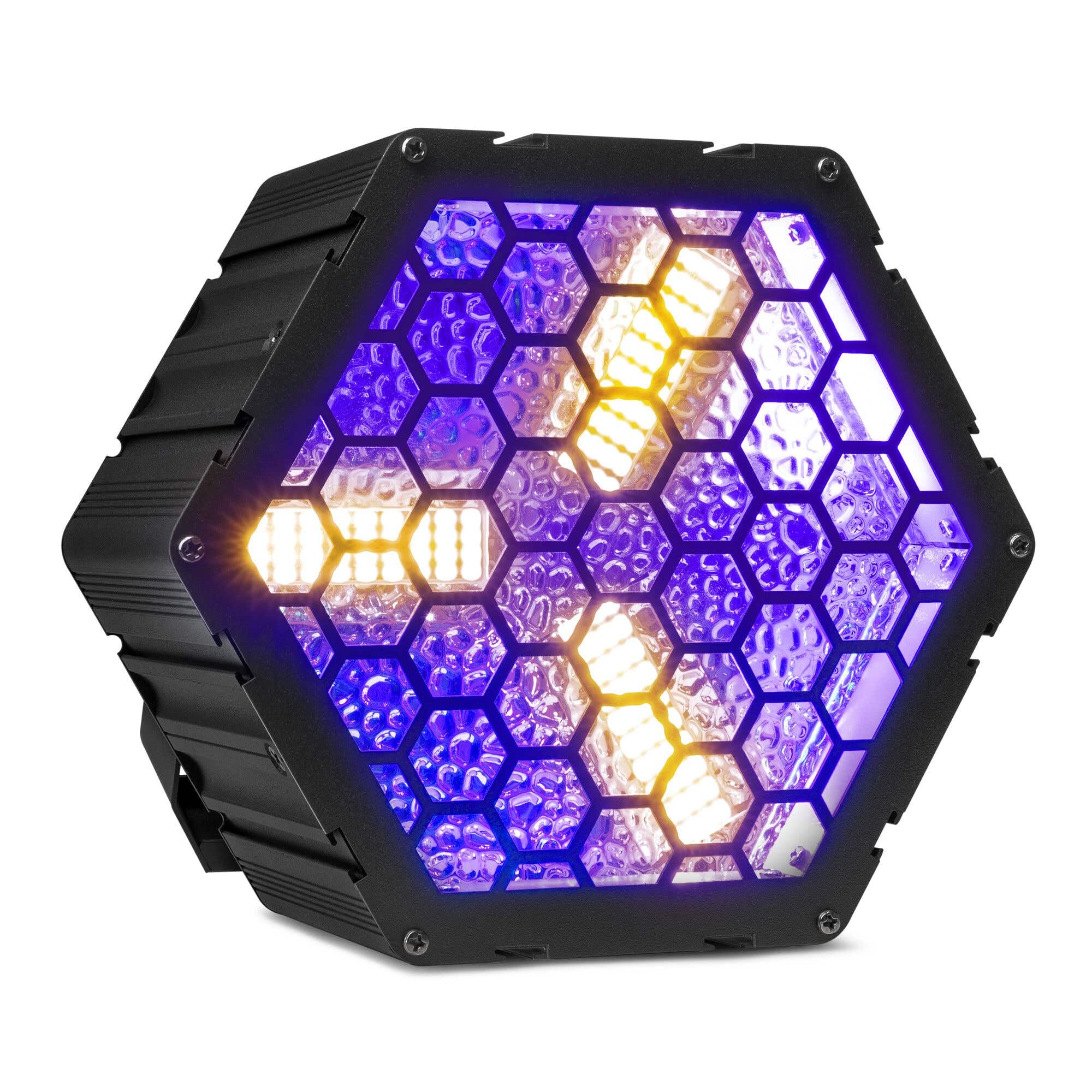 BeamZ RB90 - Retro Stage Blinder, 4er Set, 3x 30 Watt LED Effektstrahler DMX Licht, 3-in-1 Bühnenlicht Deko, Lichtorgel Warmweiß, 72x RGB-SMD-LEDs, Stroboskop, Disco Beleuchtung, 5-Pin DMX