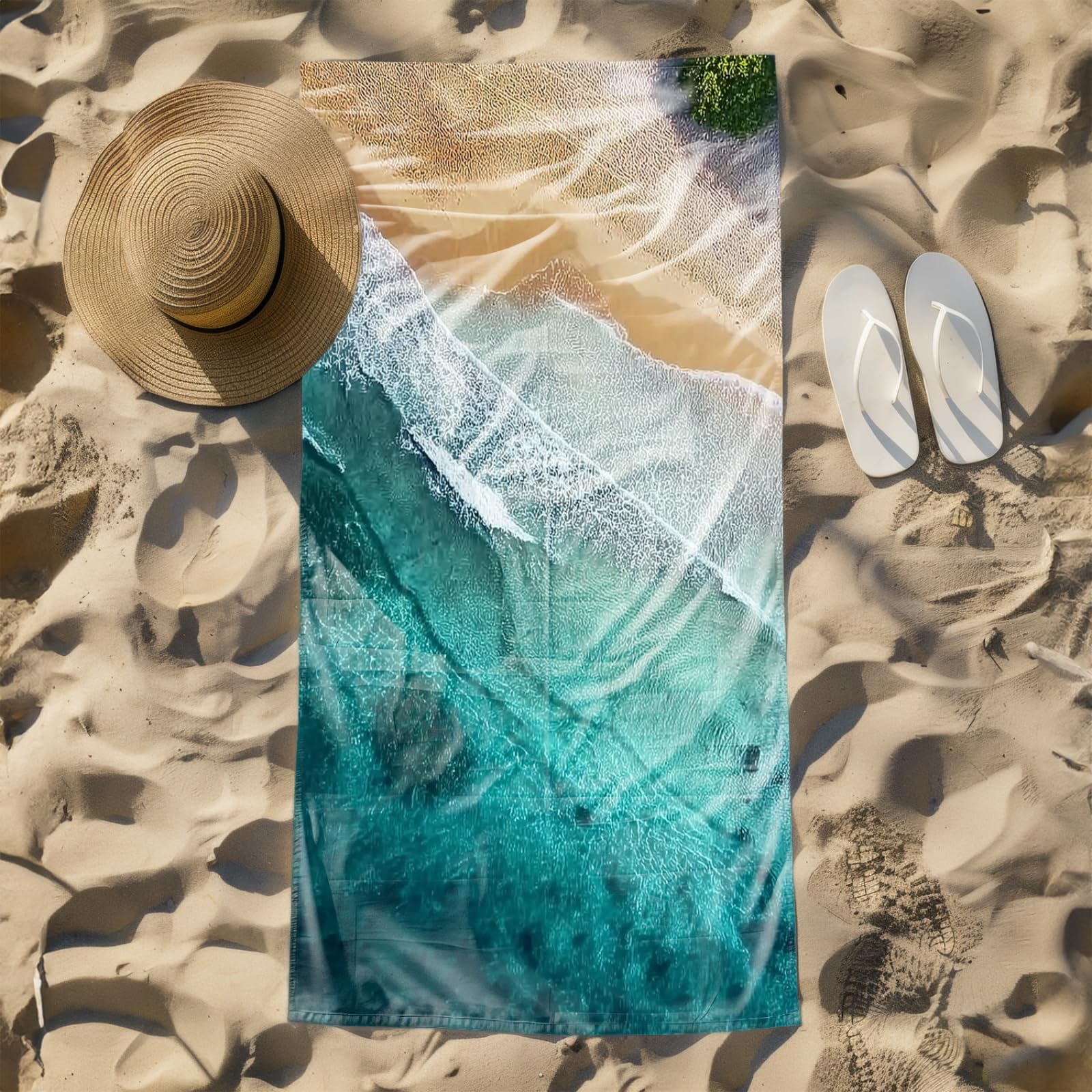 Genérico Toalla Playa 180X100 Gris Verde Mar Grande Toallas de Piscina Grandes Anti Arena Secado Rápido Gimnasio Hombre Mujer Lavable A Máquina Regalo