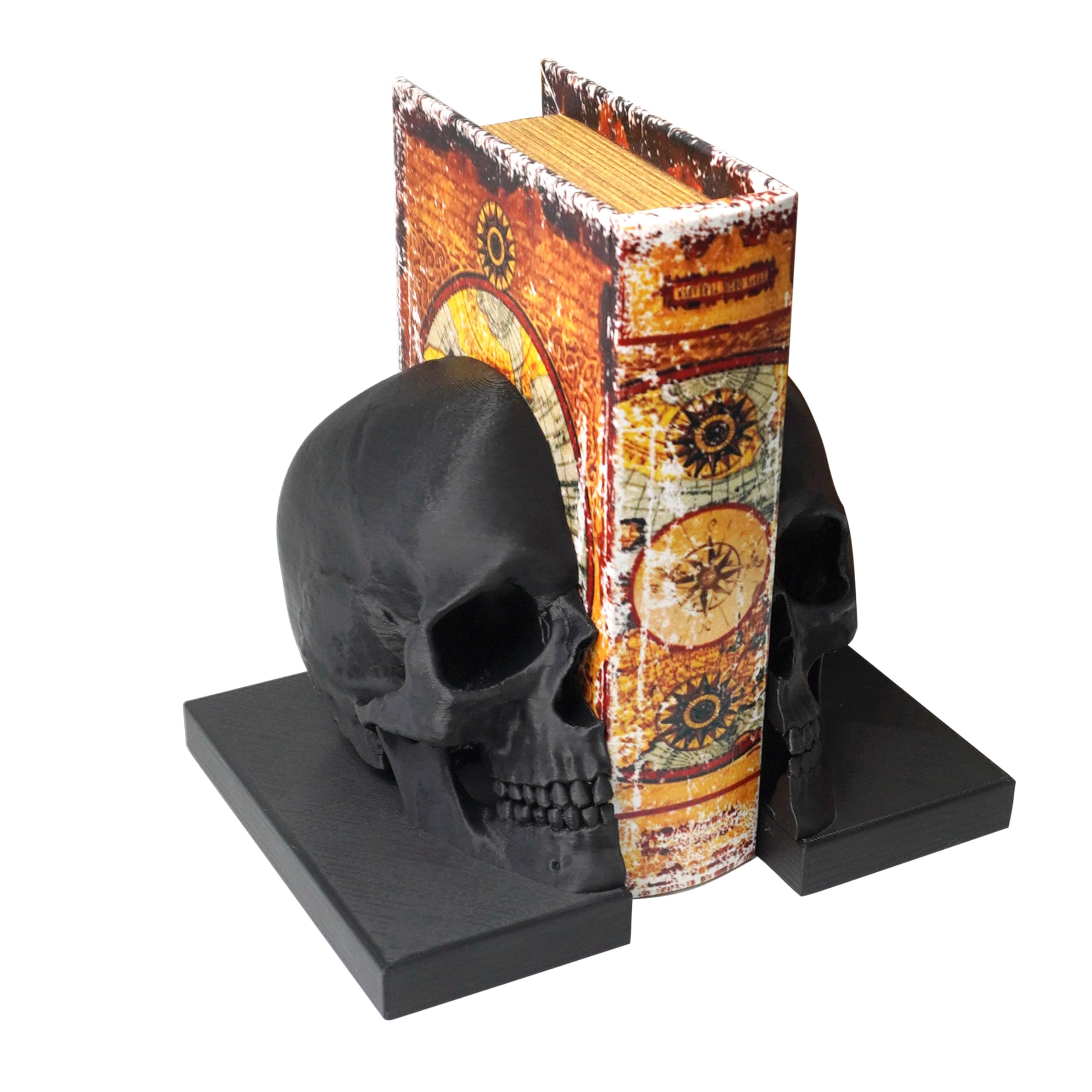 Black Skull Decorative Book Holder, 3D Printed Product, Suitable for Study Bookshelves and Bedroom tabletops, Gothic Style Dark Decoration