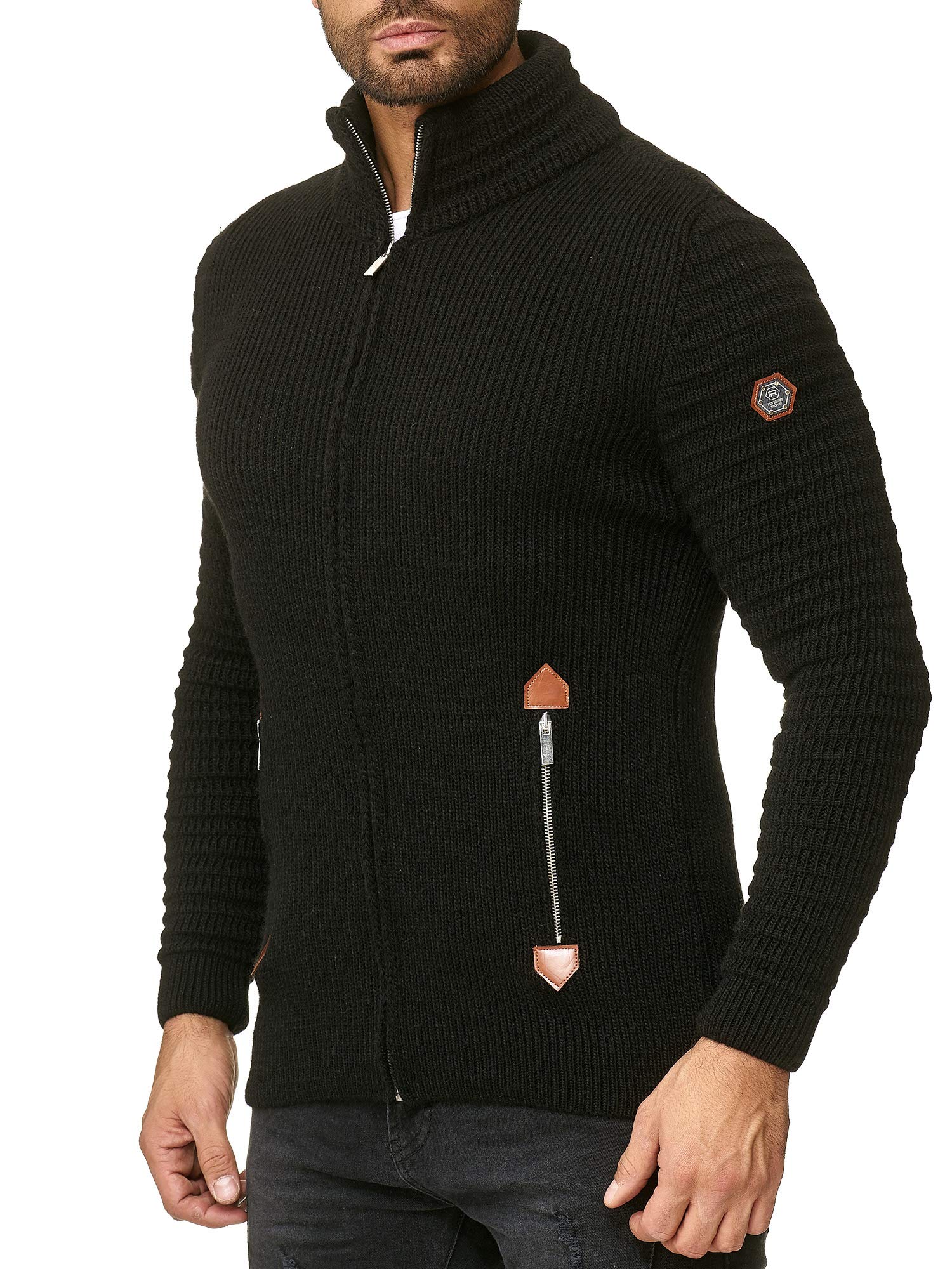 RED BRIDGE Cárdigan de Punto para Hombre con Cremallera y Cuello Alto