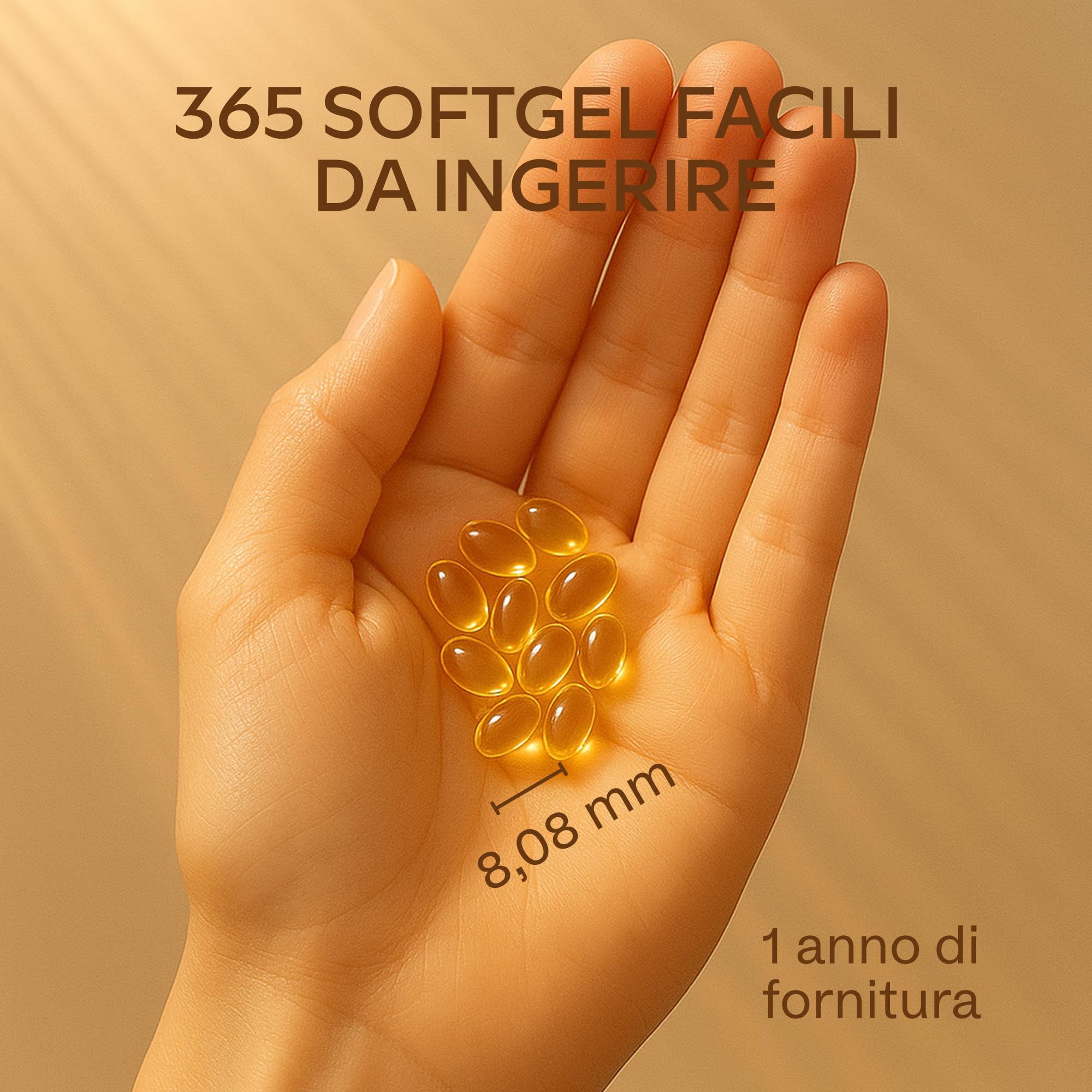 Vitamina D3 2000 UI [Fornitura di 1 Anno] - Integratore Vitamina D 2000 UI con Olio EVO per assorbimento ottimale - Non OGM - Contribuisce alla funzione ossea, muscolare e immunitaria - 365 Capsule