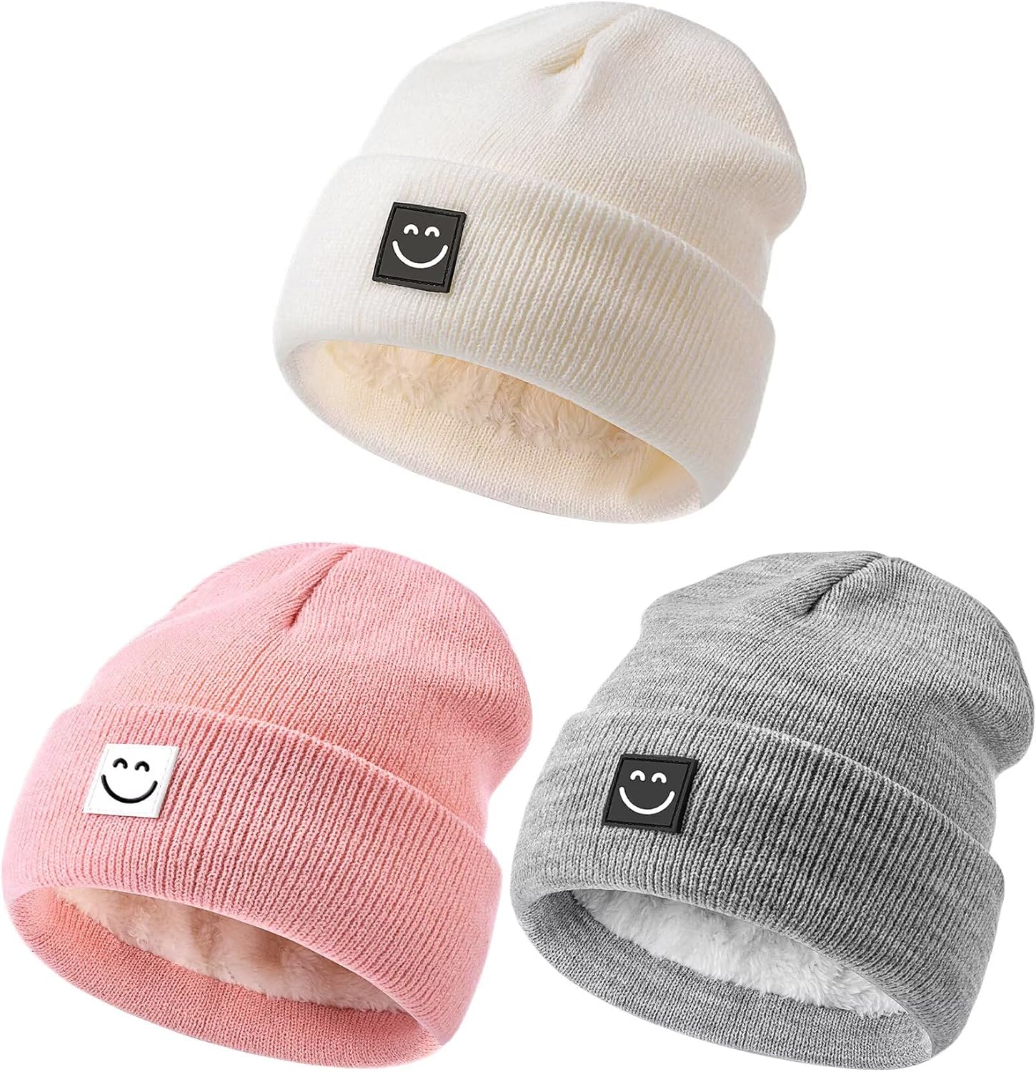 Baby Beanie Hat 3 Packs with Cute Smiley Face, Toddler Girls Boys Baby Hats Winter, Kids Winter Hat Cold Weather Baby Beanie Hat 3 Packs with Cute Smiley Face, Toddler Girls Boys Baby Hats Winter, Kids Winter Hat Cold Weather