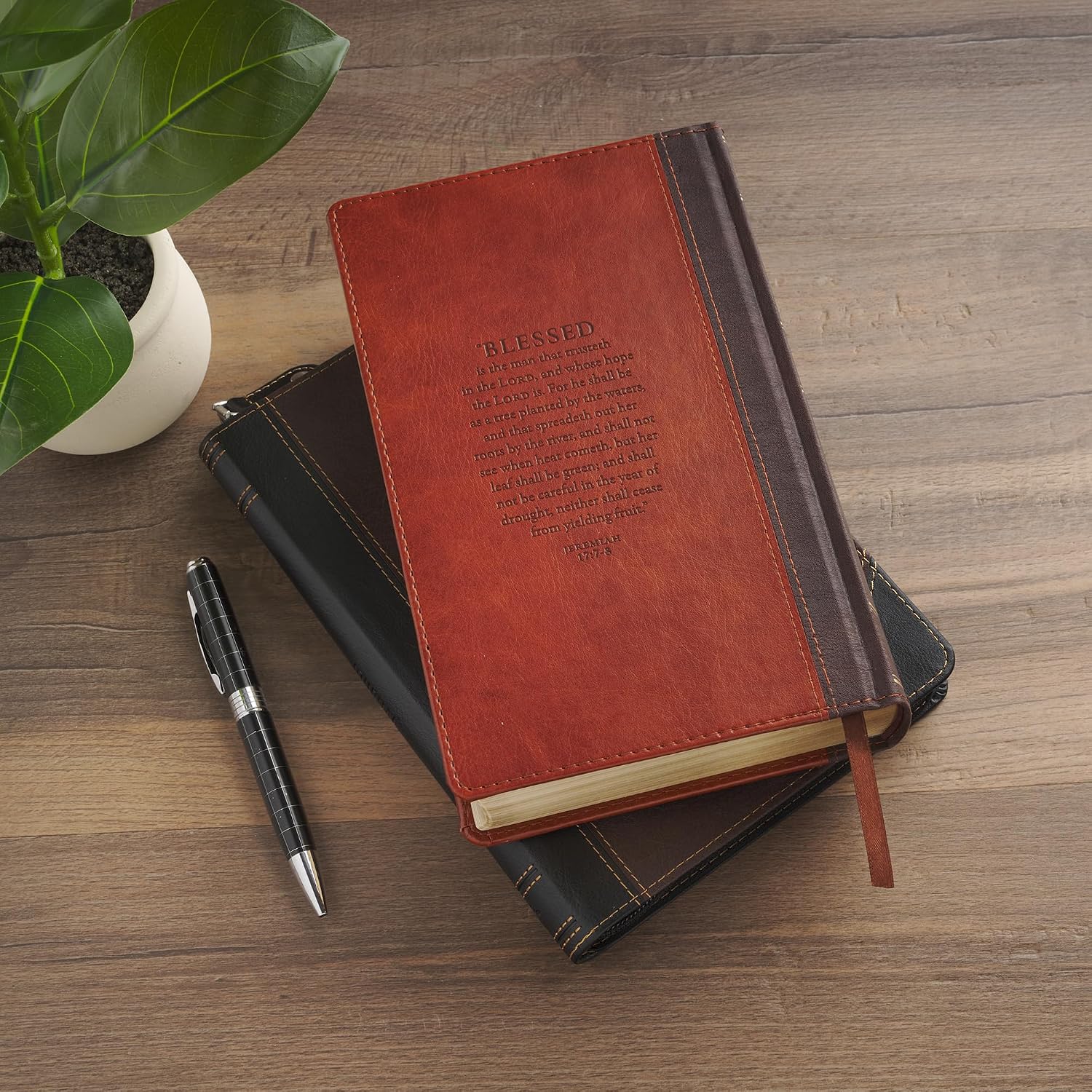 KJV Holy Bible, Giant Print Standard Size Red Letter Edition, Thumb Index Tabs & Ribbon Marker, King James Version, Vegan Leather, Brown, 14 pt. Type
