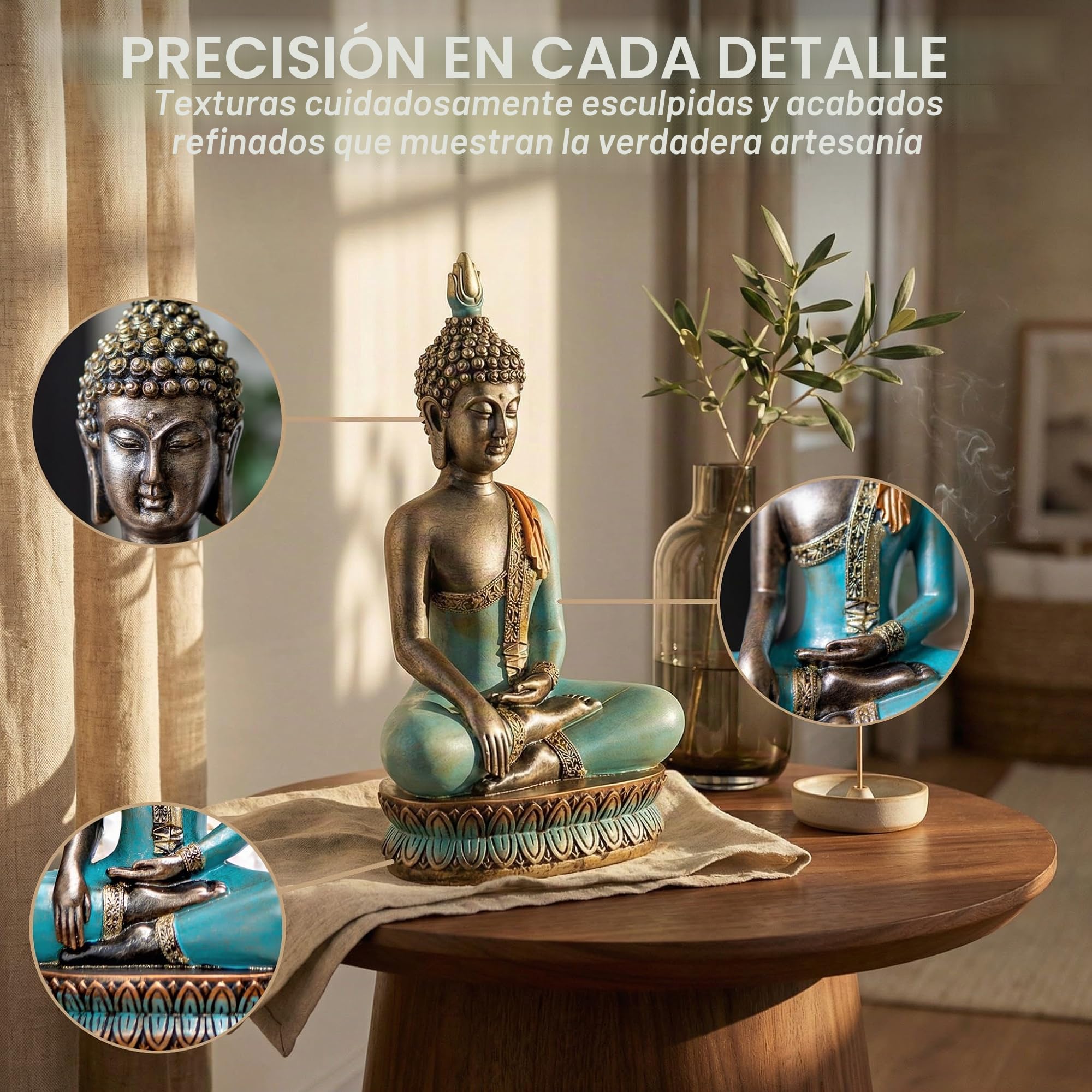 25DOL - Figura de Buda para hogar, de 31,75 cm (Momento de la iluminación), coleccionables y Figuras, decoración de meditación Espiritual para salón, Zen, Yoga, hindú, Asia Oriental