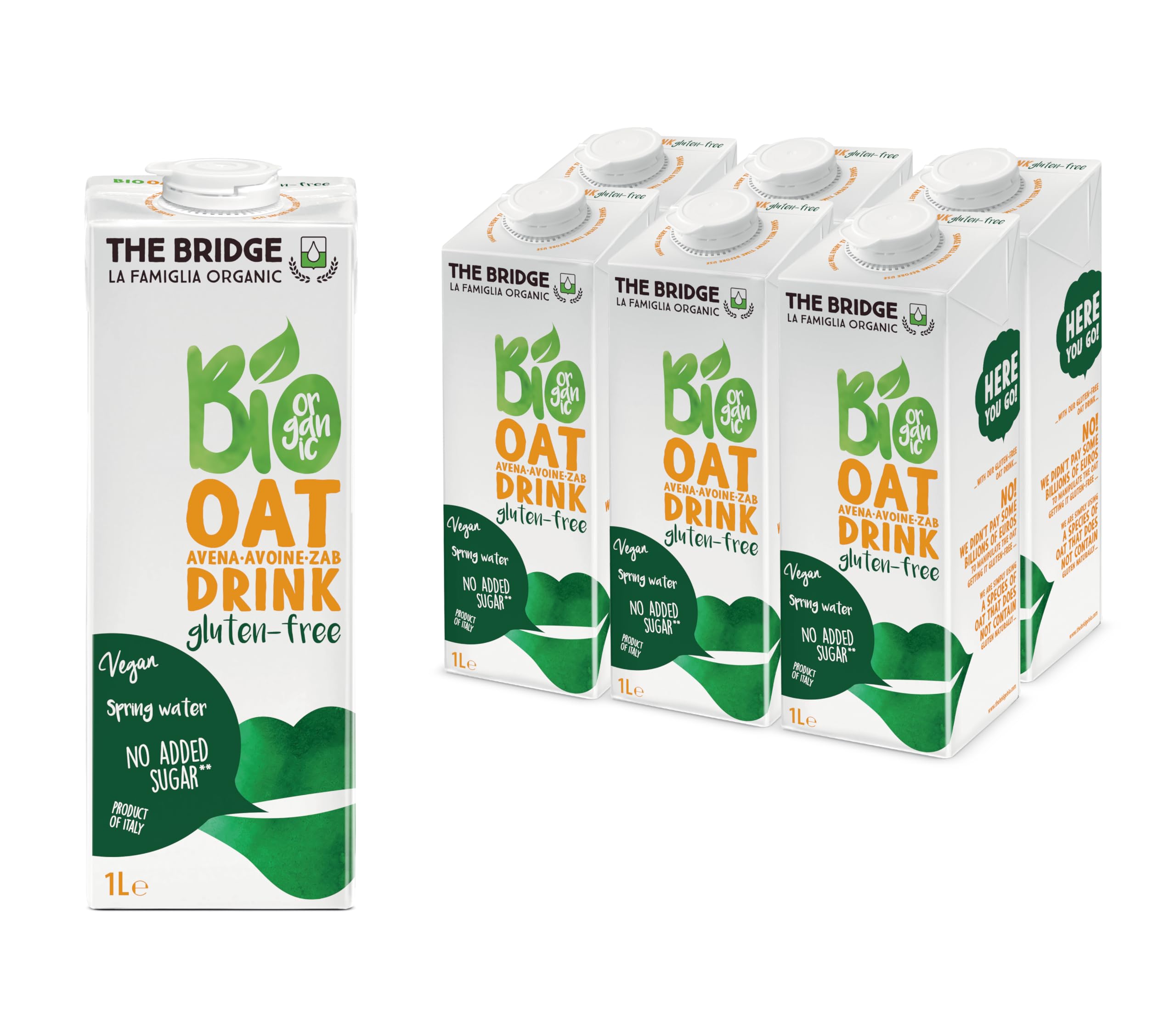 The Bridge - Bio Oat Drink GlutenFree - Bevanda Biologica a base di Avena Senza Glutine (Formato da 1 litro, Scatola da 12 Pezzi)