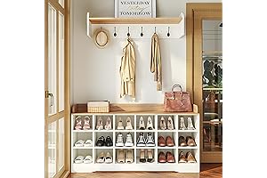 Multipurpose Entryway Bench with Shoe Storage and Coat Rack for Efficient Organization
