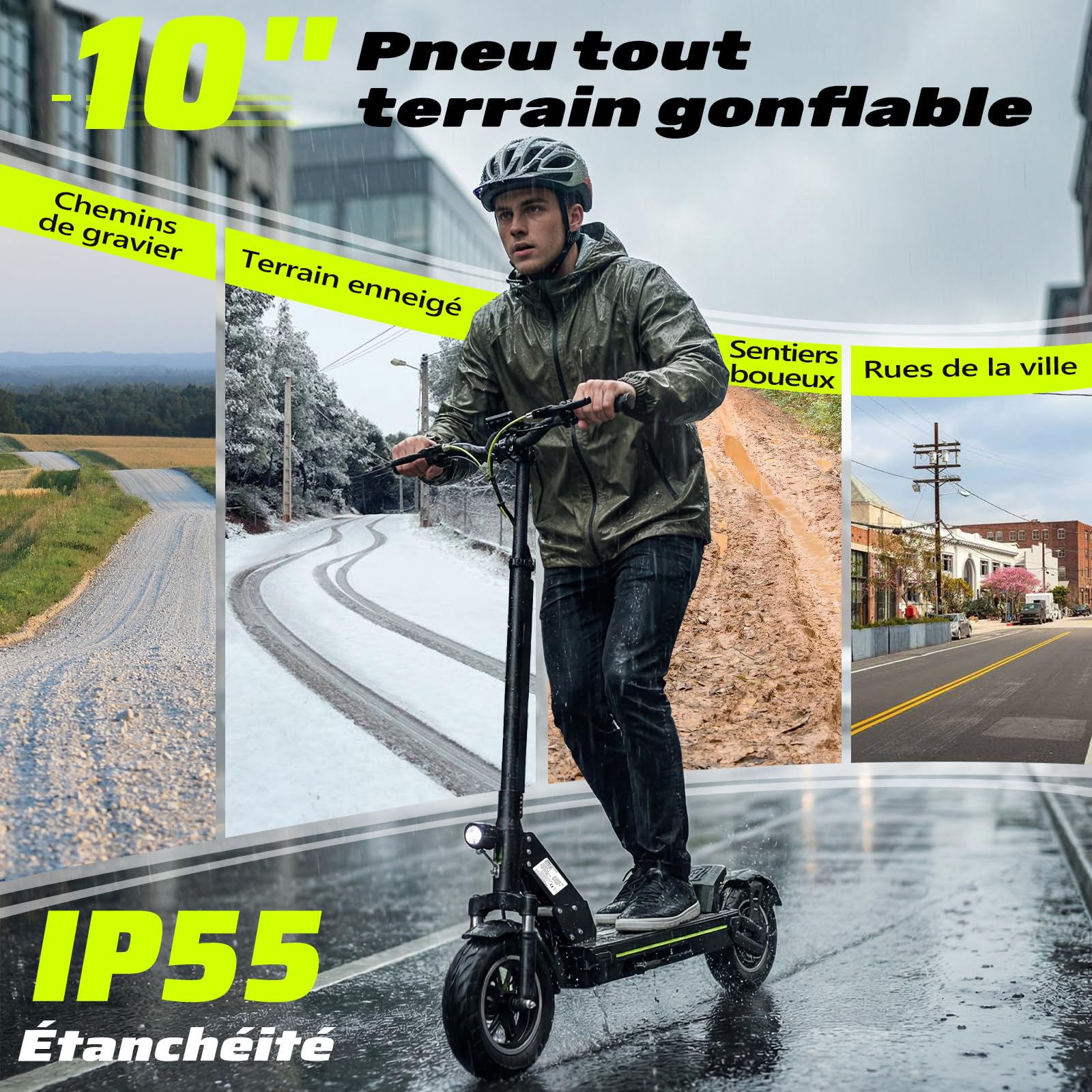 Trottinette Électrique Adulte Tout Terrain, Batterie 48V 18,2Ah Moteur 1000W*2, Puissante Pliable Grande Autonomie Double Suspension Antivol Ultra Légère avec Application, Scooter Electrique Adulte