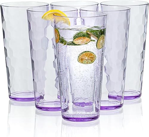 KOXIN-KARLU Mixed Drinkware - Vasos de plástico de 26 onzas, vasos de agua acrílicos, juego de 6 unidades, color morado