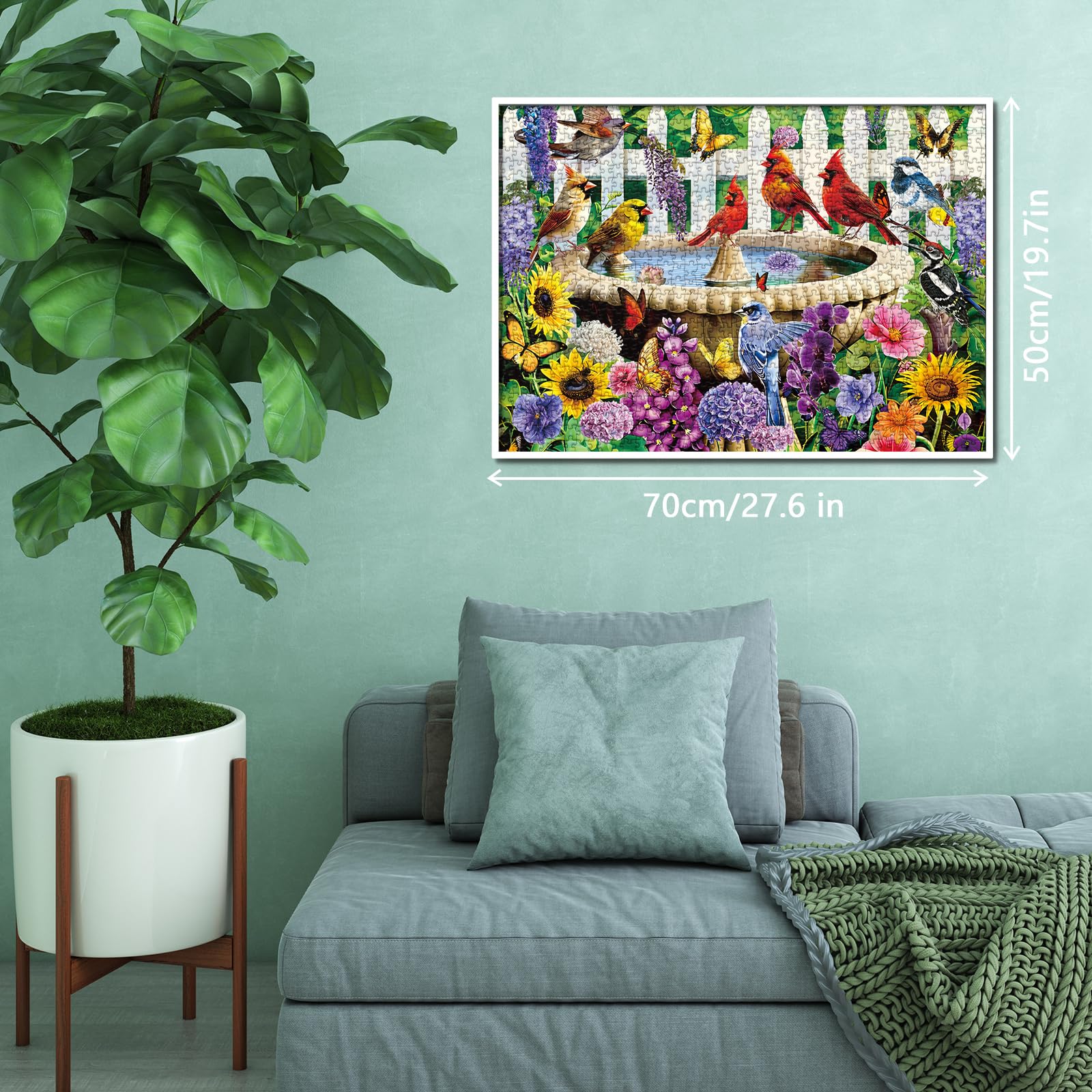 1000 Teile Puzzle Für Erwachsene – Vogel & Blumen Motiv Mit Schmetterlingen, Natur-Garten-Deko