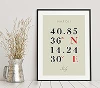 Vista 6 de Mapa de Napoli, Italia, Coordenadas Multilíneas de Colores (16x20)