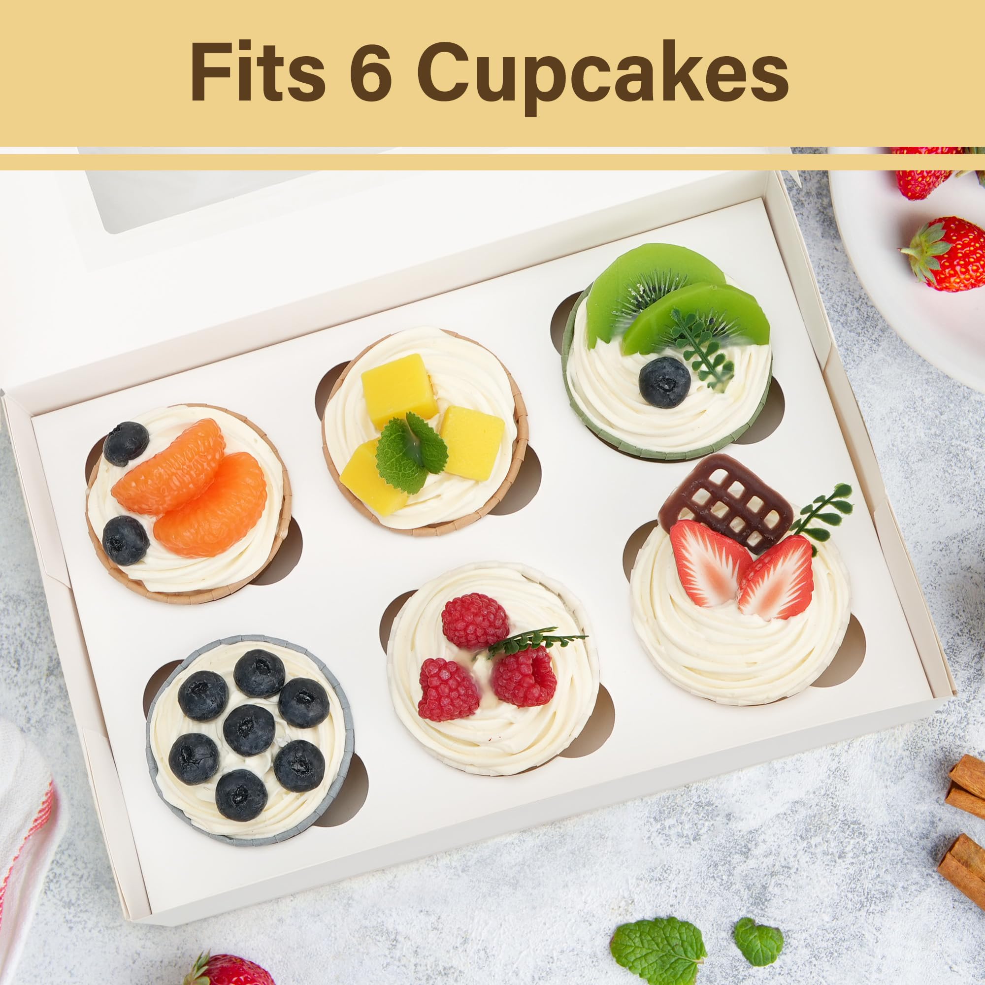LotFancy Cupcake Boxes - 12 Sets with Window -6