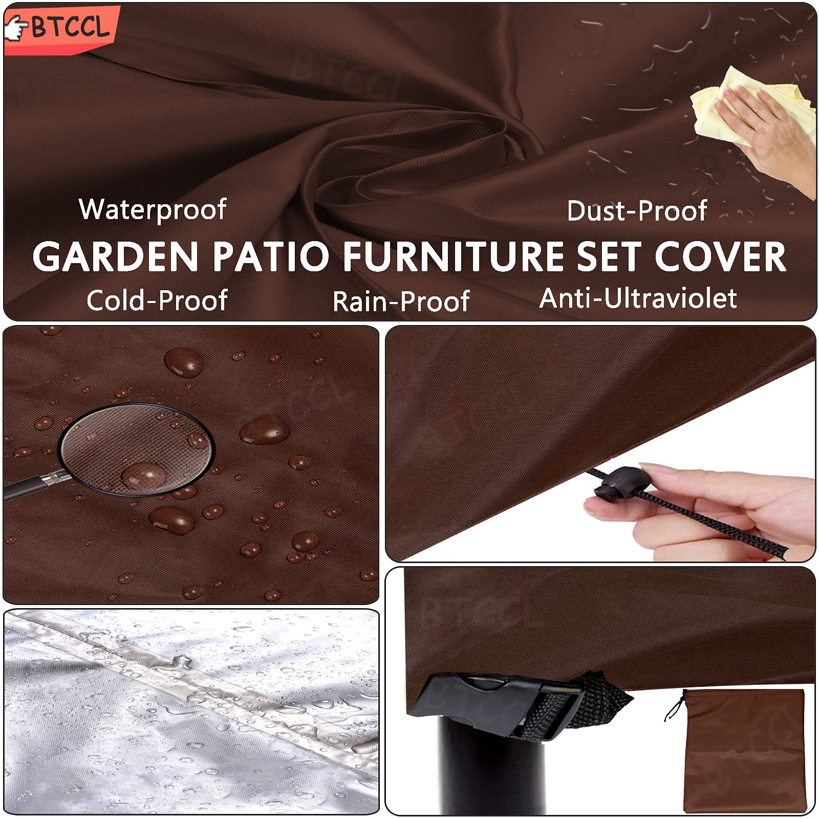 Copertura per mobili da esterno, impermeabile, antipolvere, quadrata, per mobili da patio, tavolo, sedia, mobili, beige, 60 x 60 x 60 cm