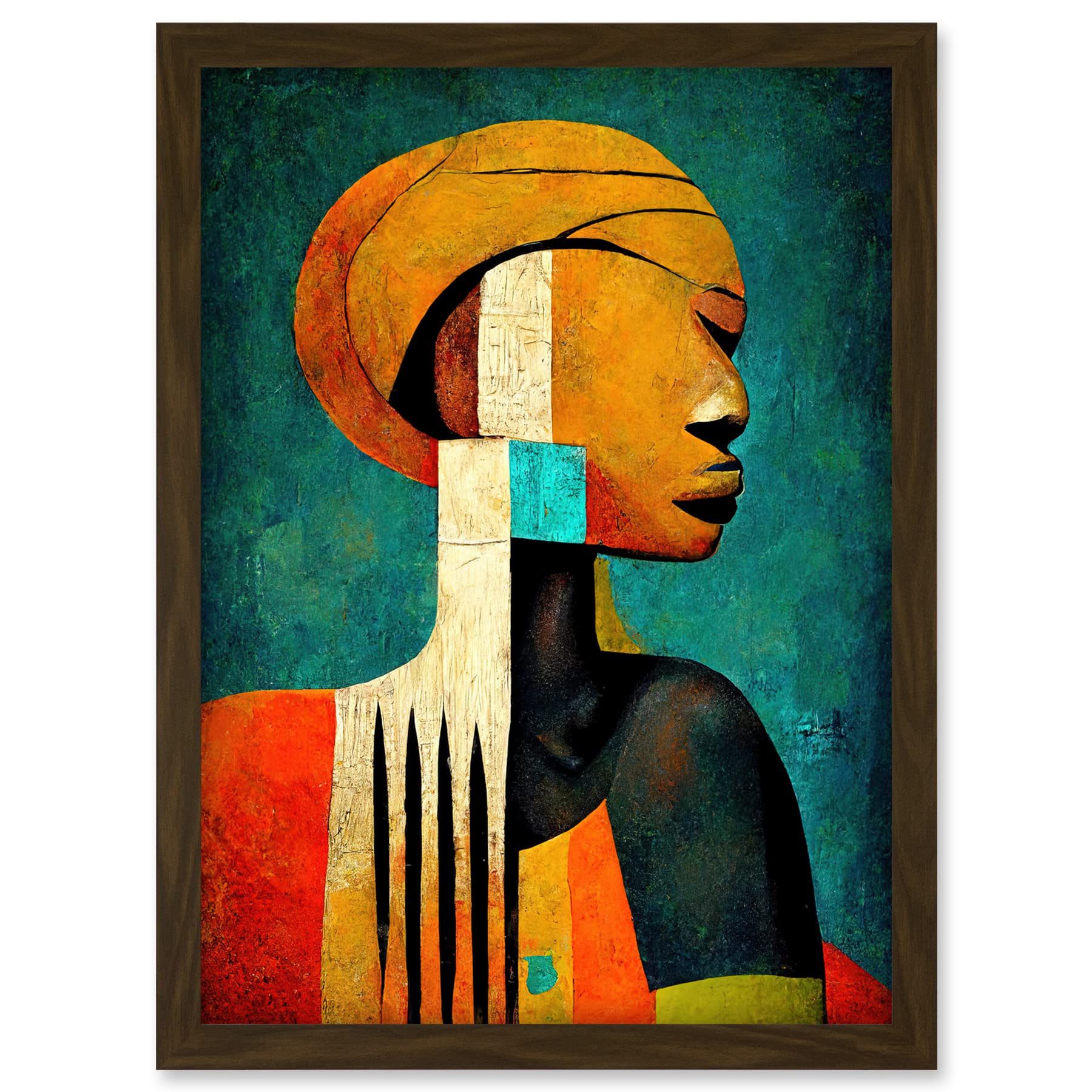 Doppelganger33 LTD Modern African Abstract Gold & Bold Artwork Framed A3 Wall Art Print
