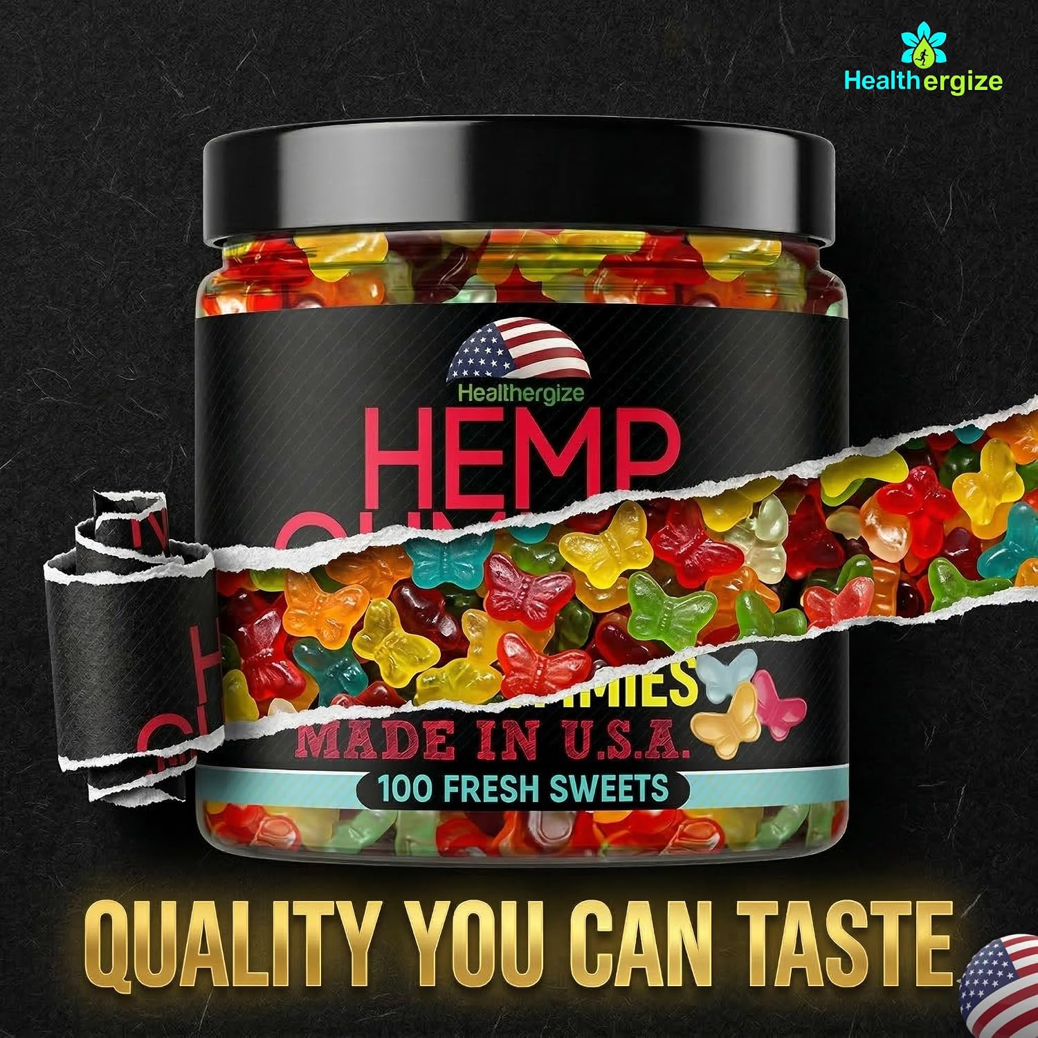 Hemp Gummies for Sleep-Delicious Butterflies Gummy Bears-Fresh Fruity Flavors-Natural Candy Edibles for Peace and Relaxation, Nighttime Rest, Calm, Relax-Made in USA-100 Count