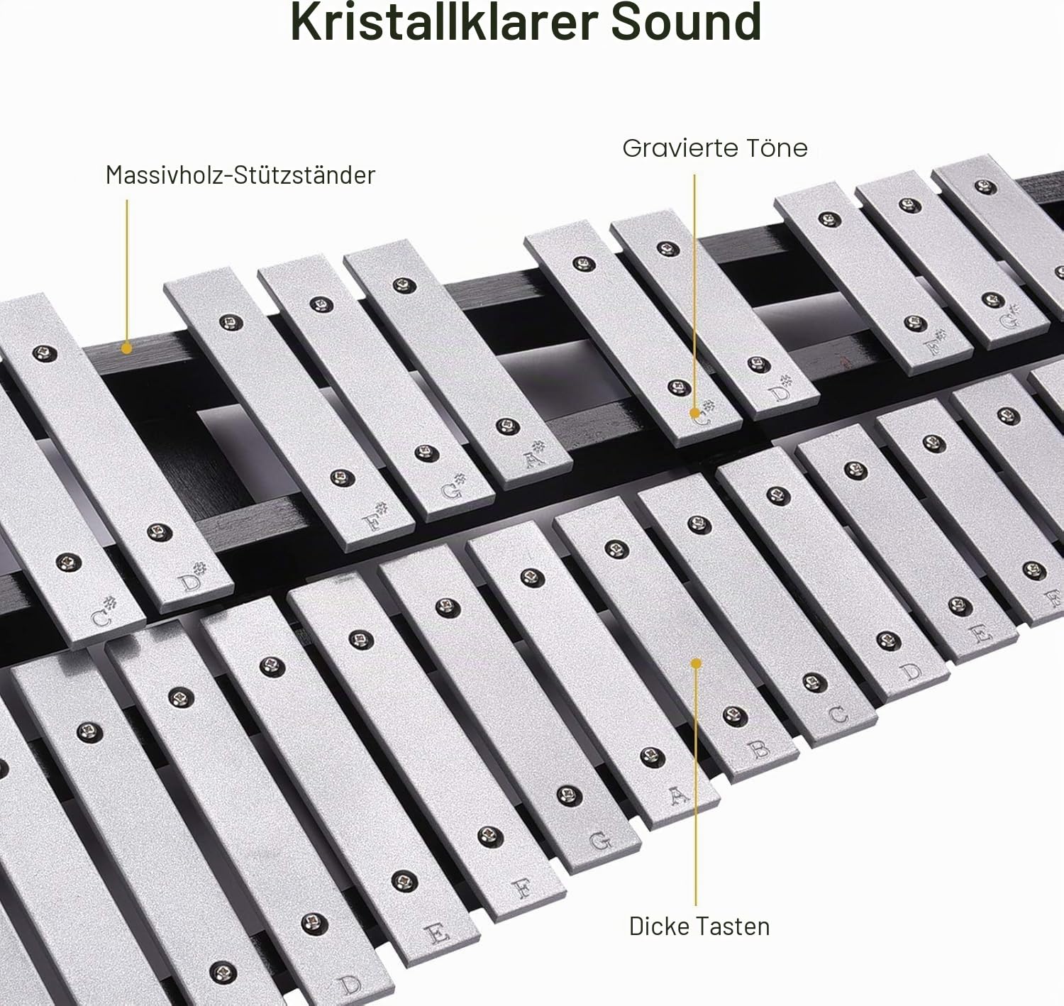 Glockenspiel 30 Noten Glockenspiel Xylophon mit Tragetasche & 2 Schlägeln, Klappfunktion, Aluminium Musikinstrument für Kinder & Jugendliche & Erwachsene, Performance, Musikkonzert