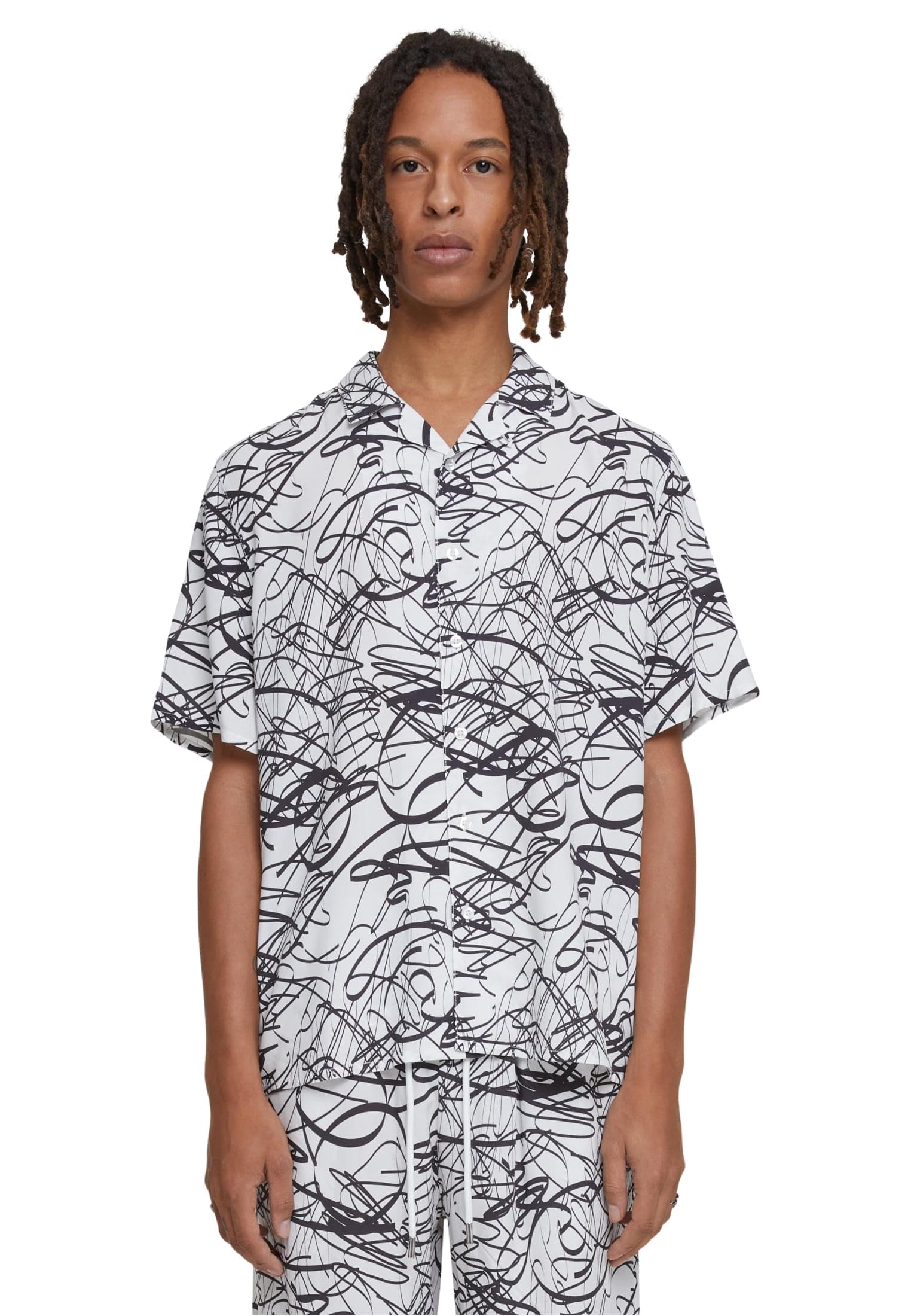 Urban Classics Men's Viscose AOP Resort Shirt Floral Print Whitescribble M Regular Fit TB4150