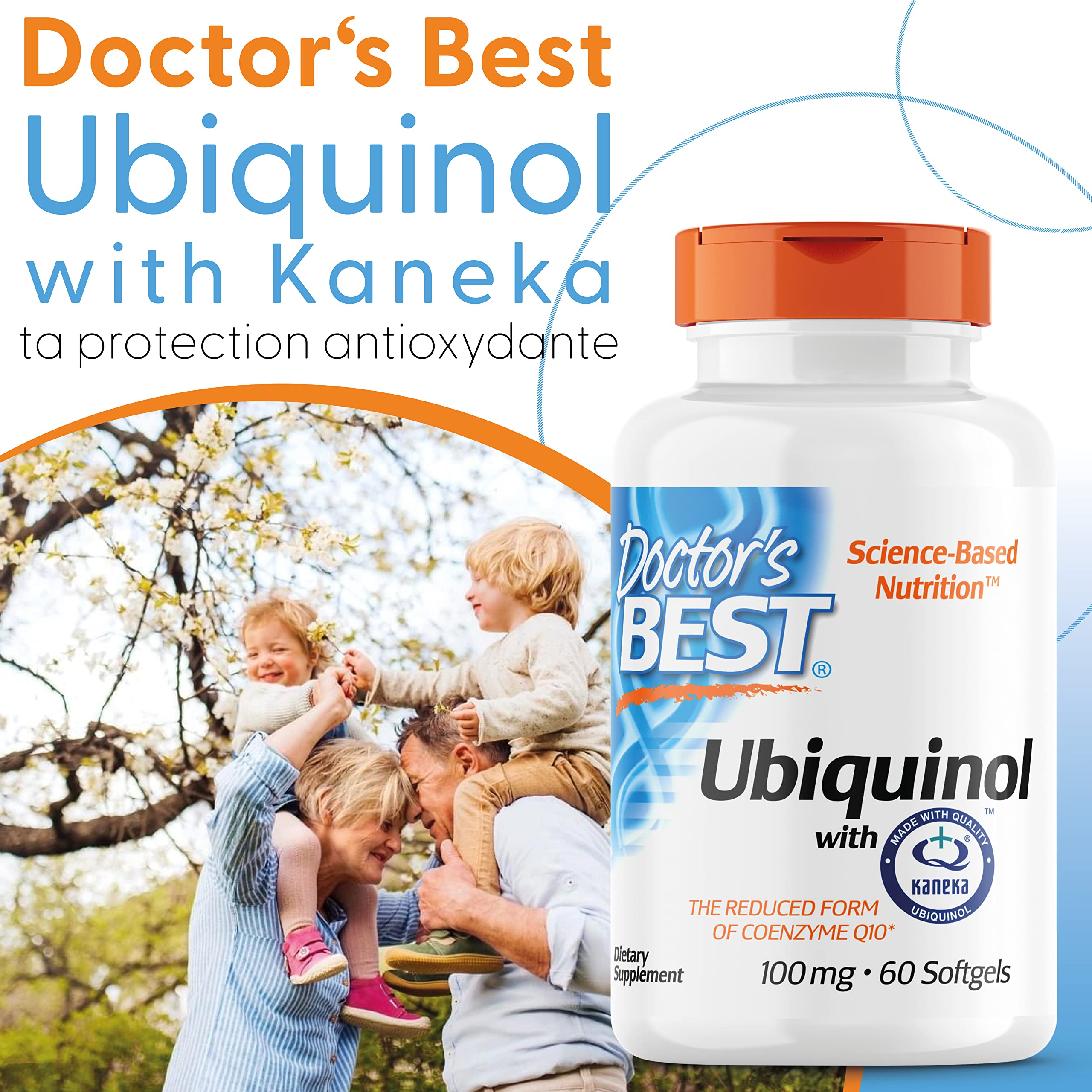 Doctor's Best, Ubiquinol avec Kaneka, Coenzyme Q10, 100 mg, 60 Capsules molles, Hautement Dosé, Sans Soja, Sans Gluten, Sans OGM, Végétal