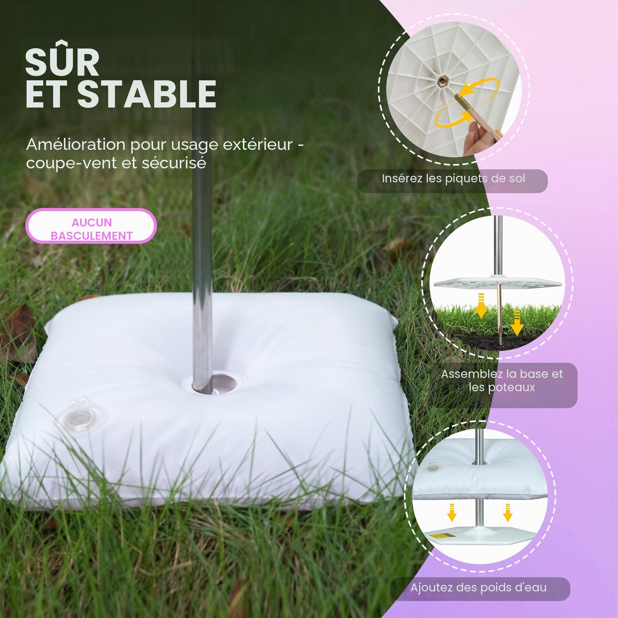Lot de 4 supports de colonne de ballons, hauteur réglable jusqu'à 2 m, piquets de sol pour plus de stabilité, réutilisables pour centres de table de ballons lors de fêtes, mariages