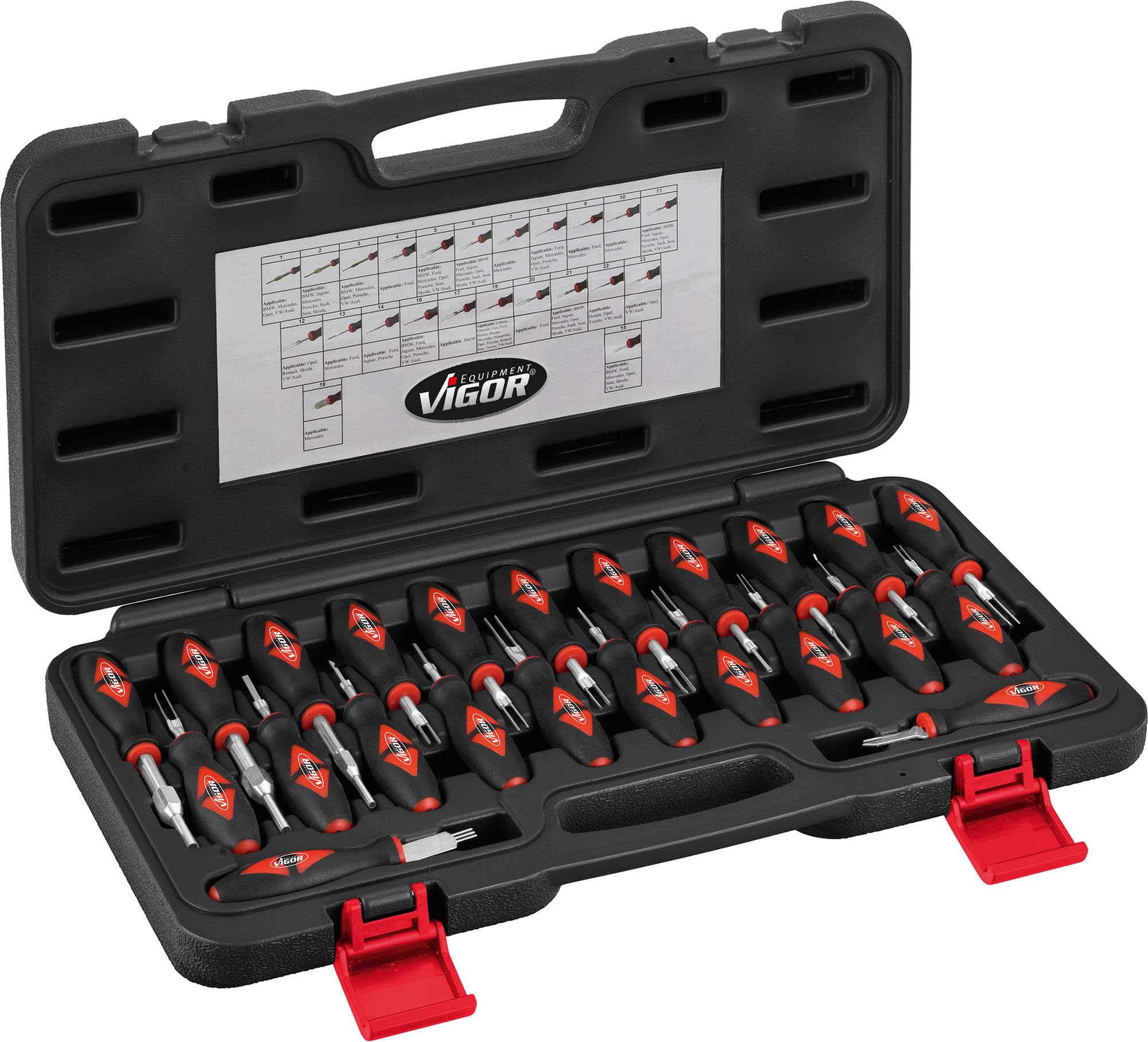 ViGOR Kit d'Outils de Déverrouillage de Câble V4451 - 23 Pièces pour Connecteurs Électriques